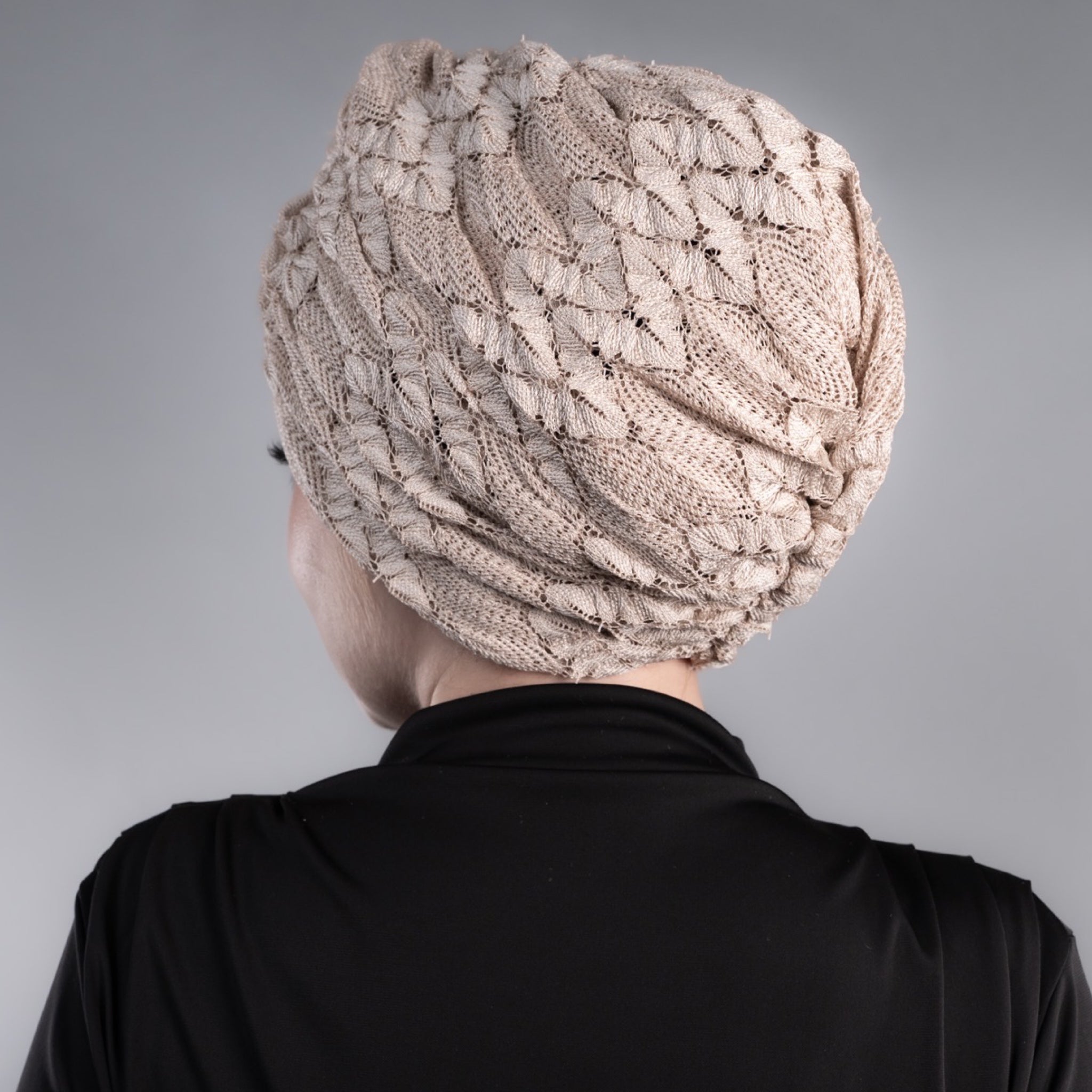 X Twisted Ruched Turban - Textured Mesh Fabric