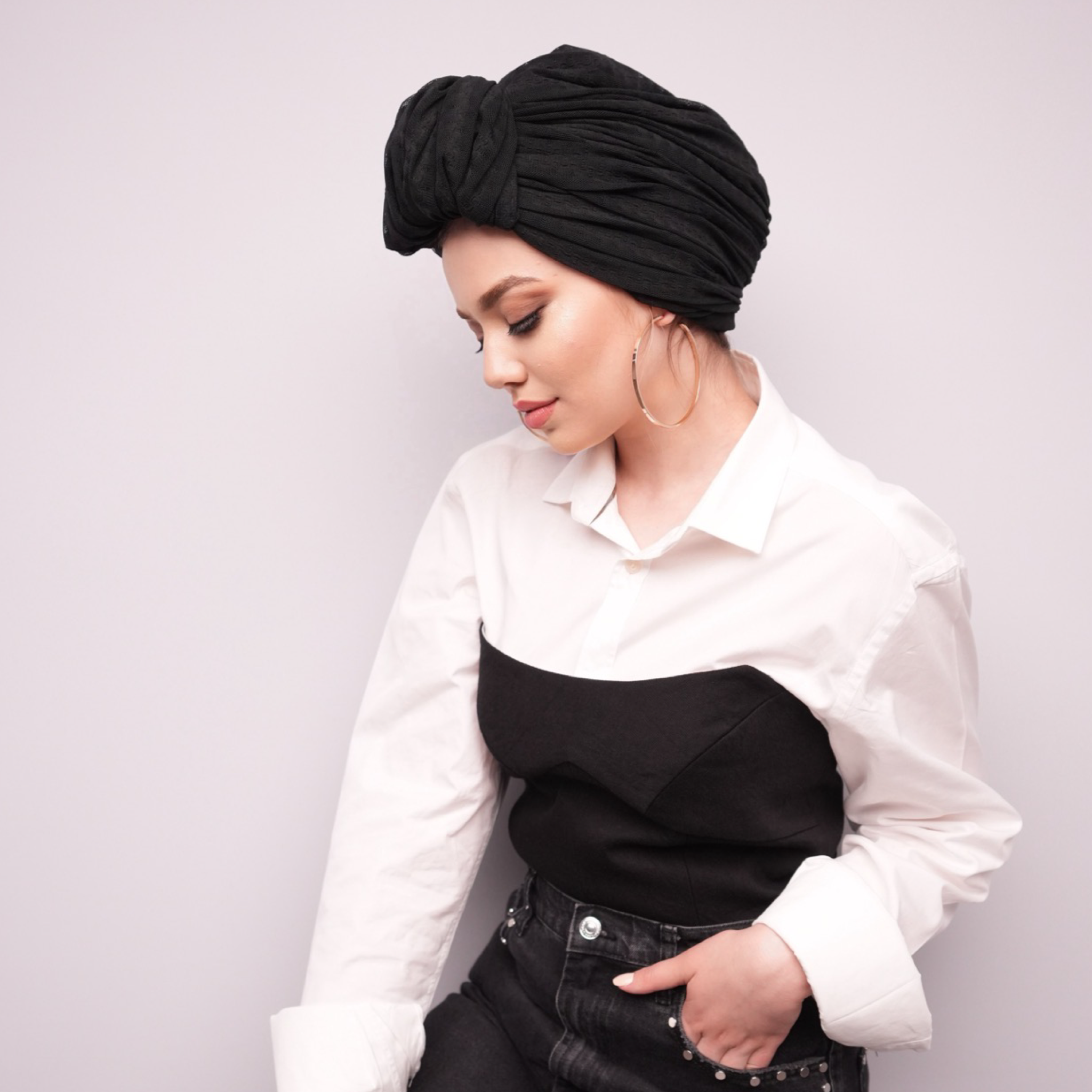 Beyrut Topuzlu Bone - File Kumaş