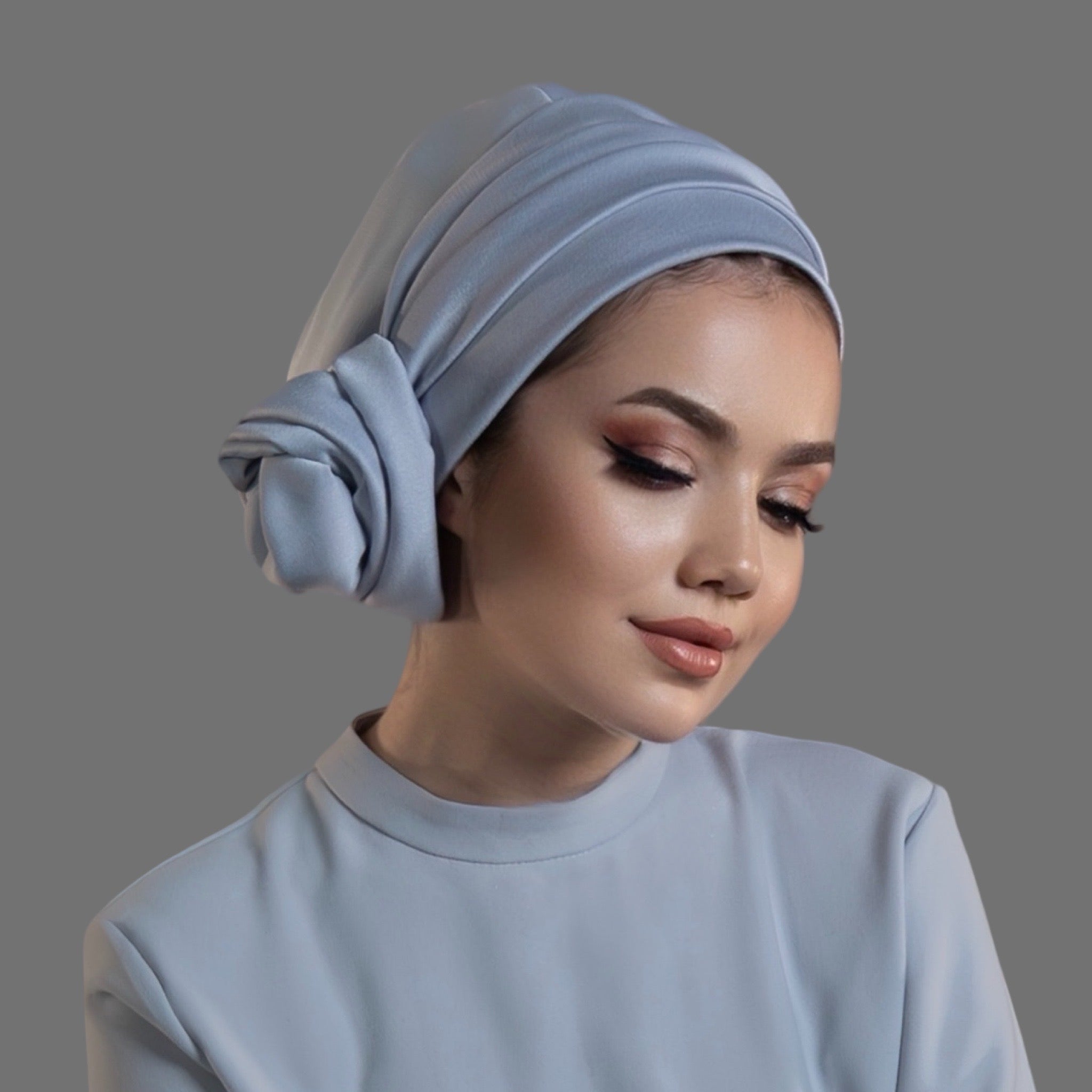 Dubai Bağlamalı Bone - Krep Saten Kumaş