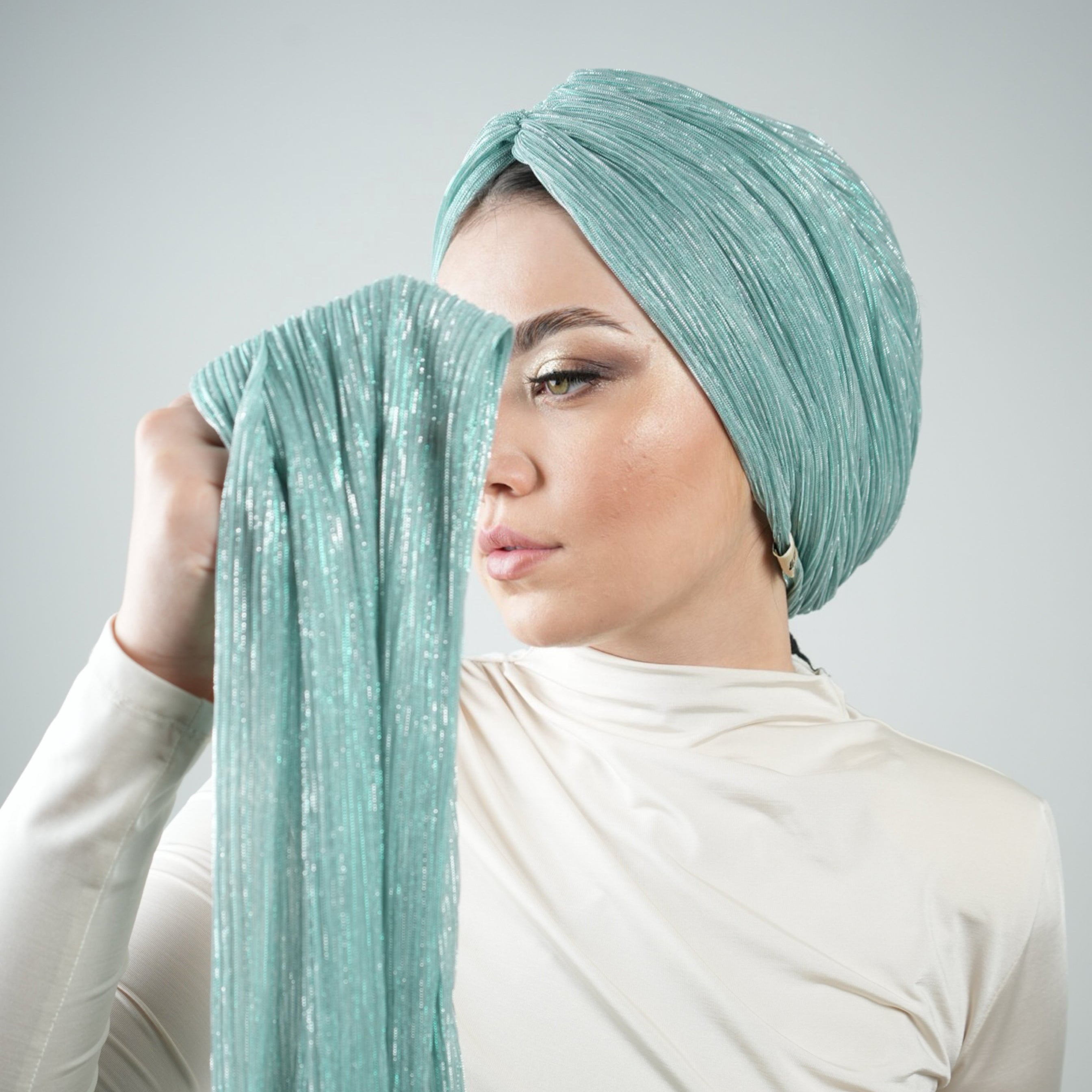 Işıltılı Fular - Esnek Hafif Örme Kumaş