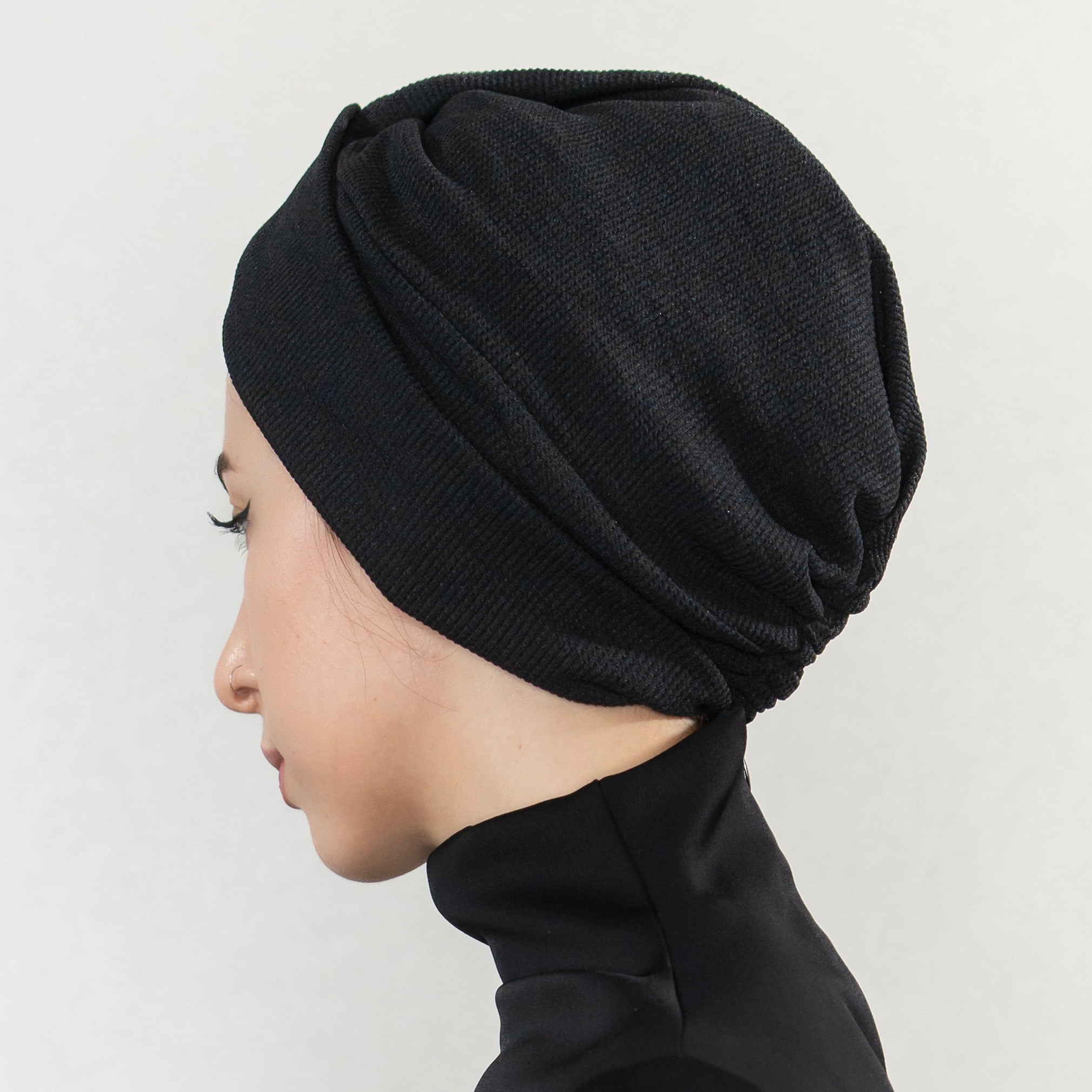 X Burgulu Büzgülü Bone - Örme Kumaş