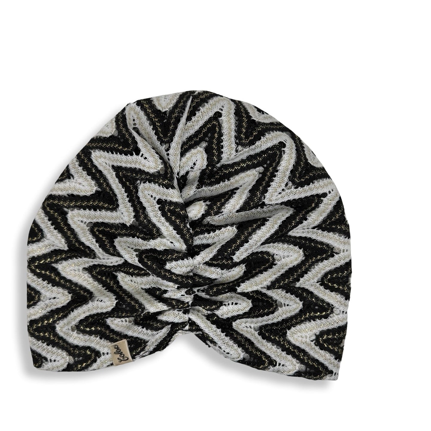 Milano Büzgülü Bone - Siyah Beyaz Zikzak Desenli Kumaş