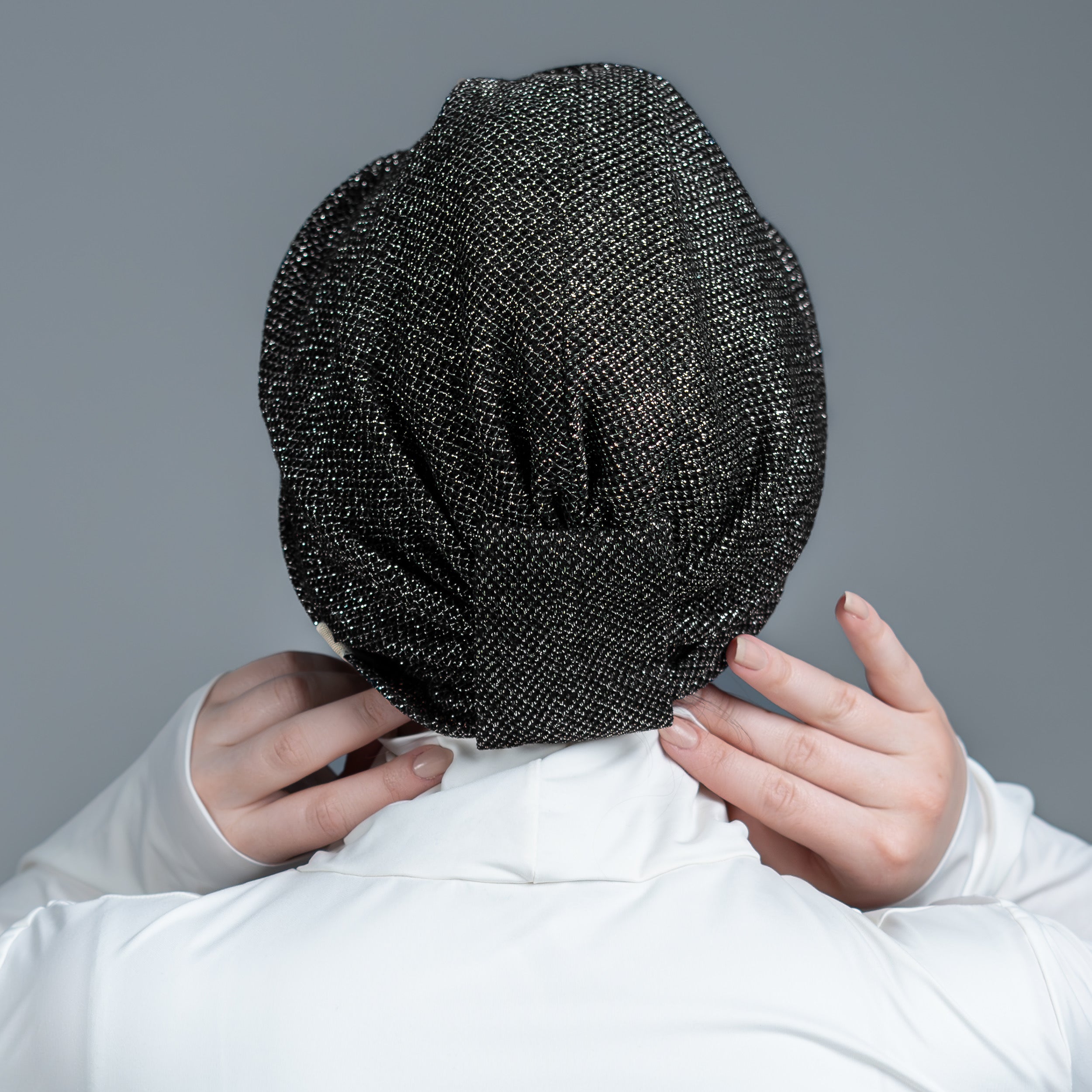 Honeycomb Twisted Bone - Glittery Knit Fabric - Black Color - BitterColors