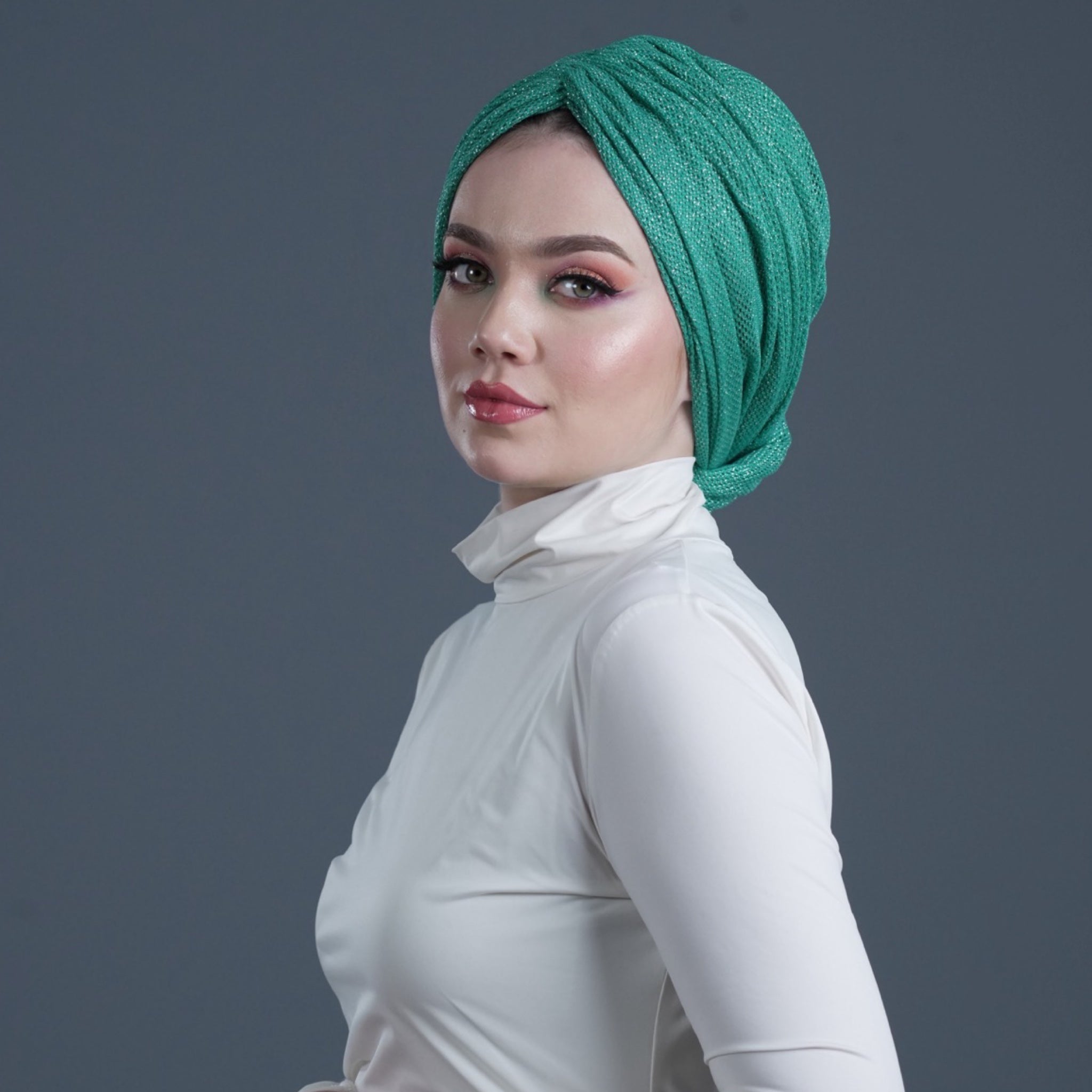 Beyrut Topuzlu Bone - Simli Kumaş