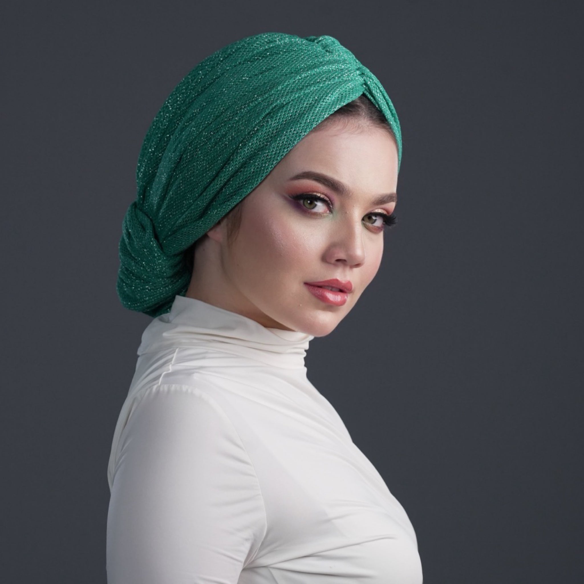 Beyrut Topuzlu Bone - Simli Kumaş