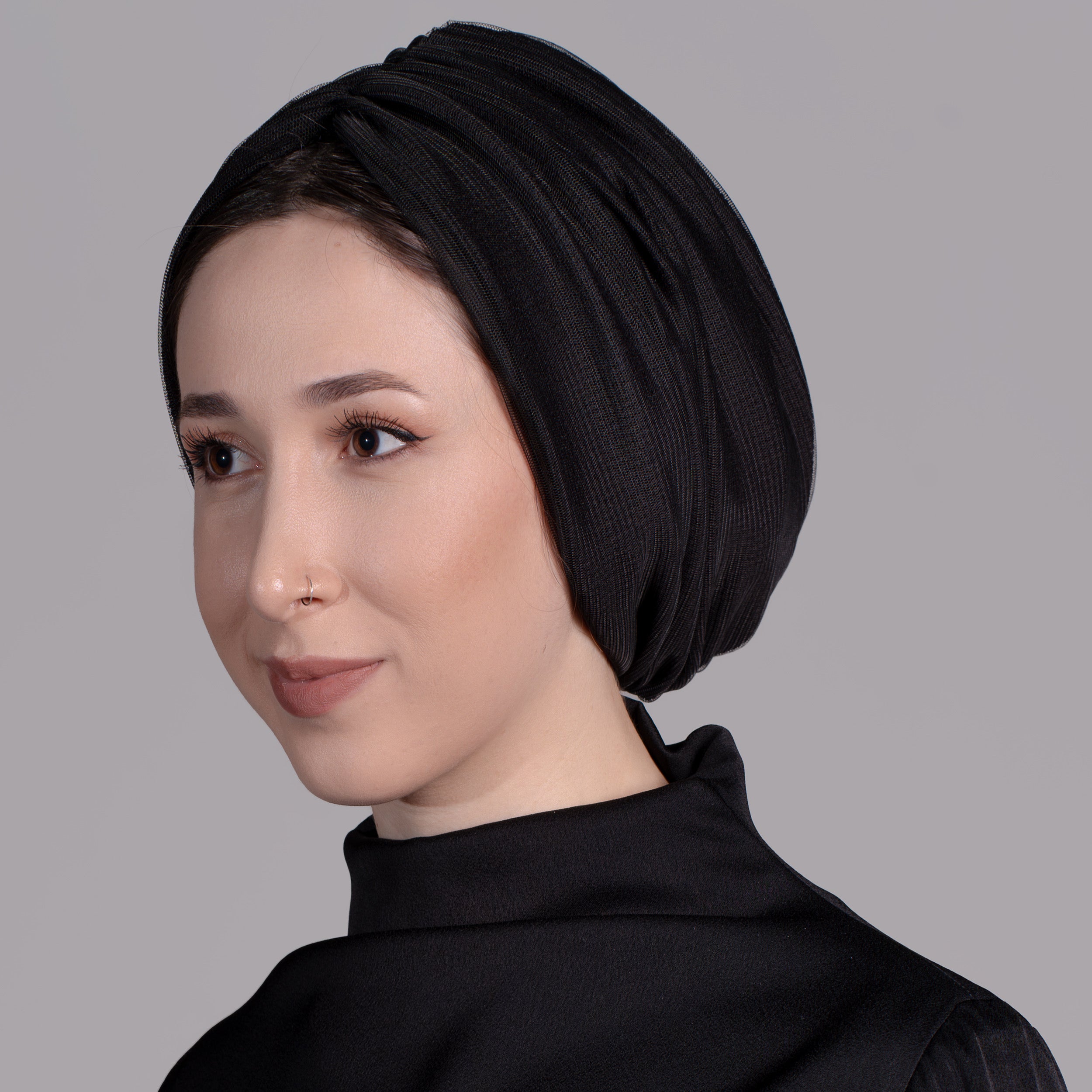 Milano Büzgülü Bone - Tül Katmanlı Örme Kumaş