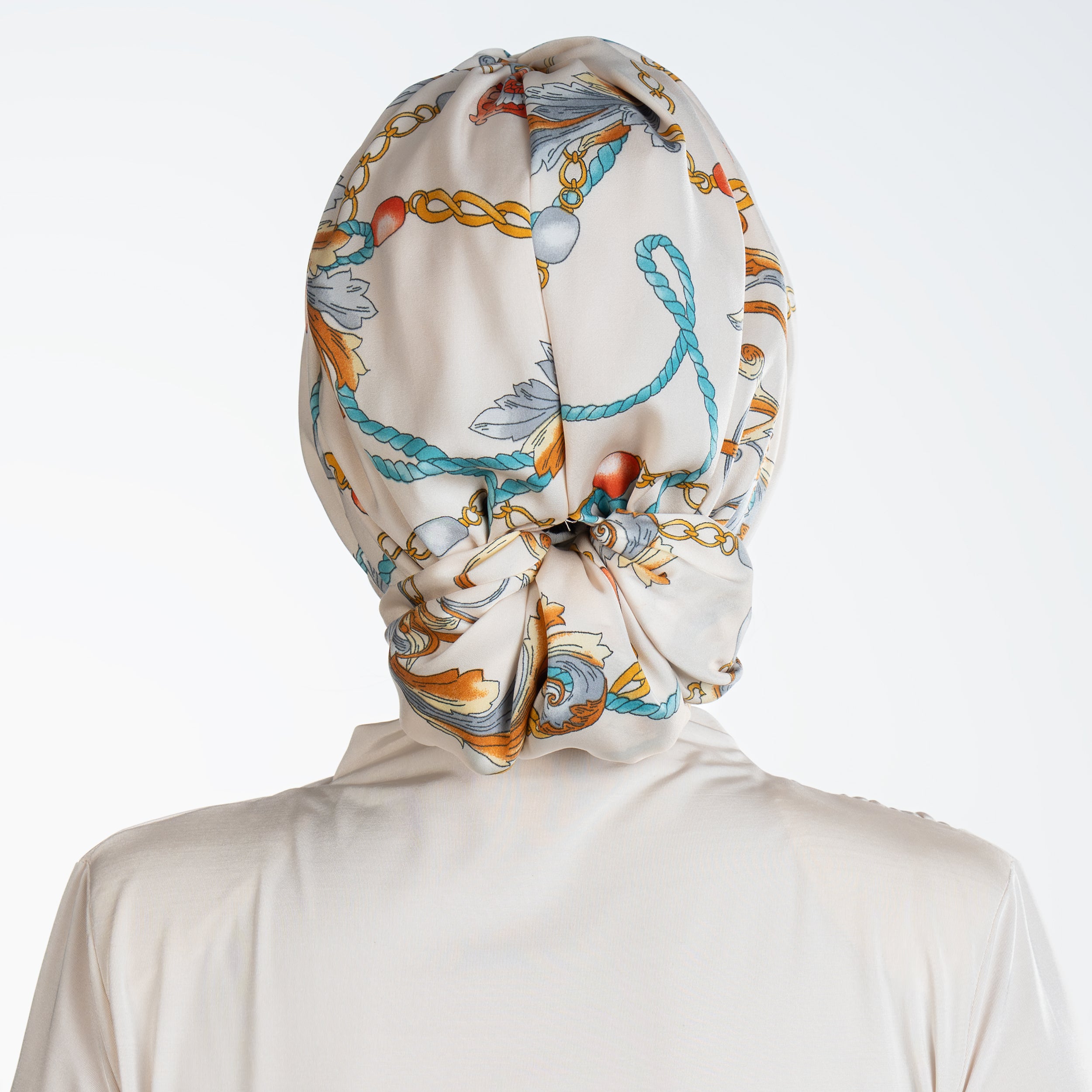 Beyrut Topuzlu Bone – Zincir Desenli Cupra Kumaş