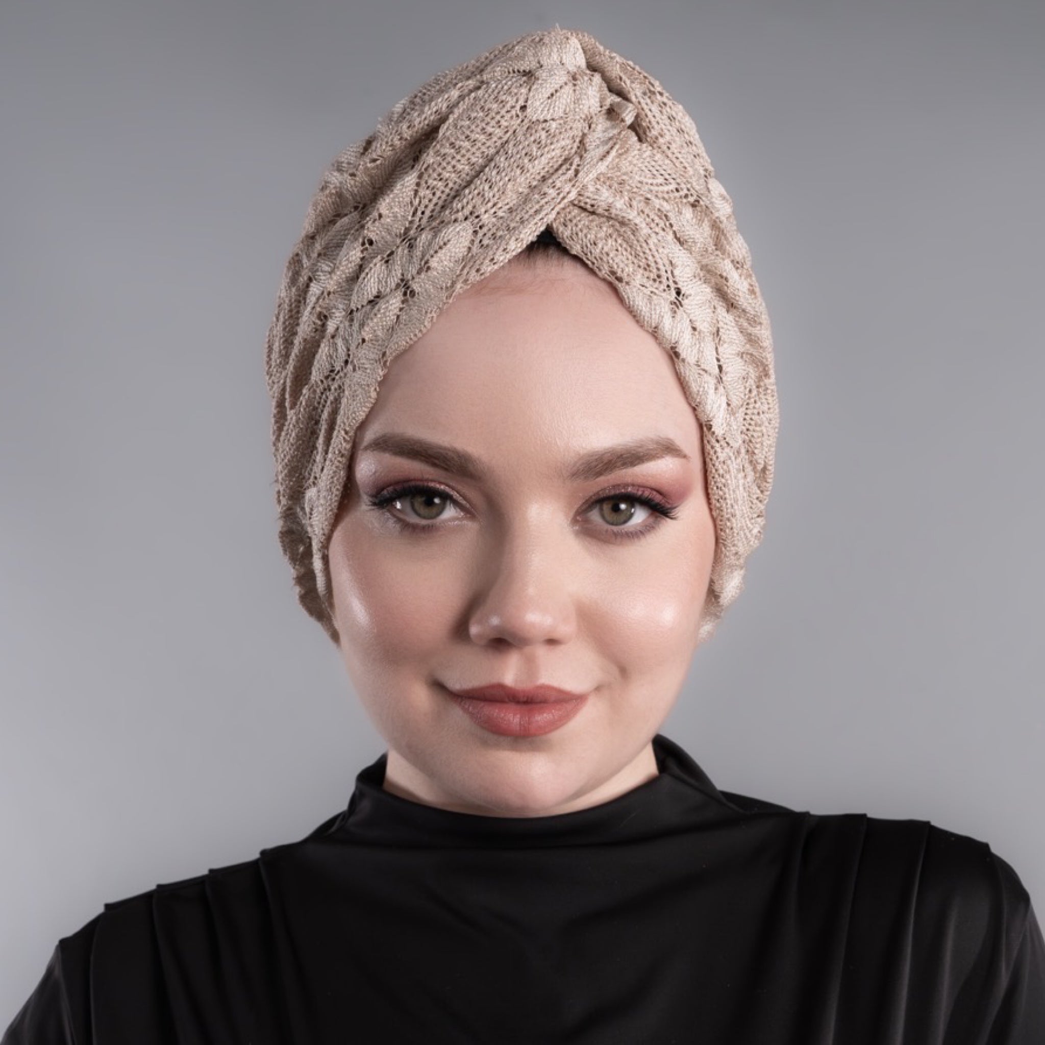 X Twisted Ruched Turban - Textured Mesh Fabric