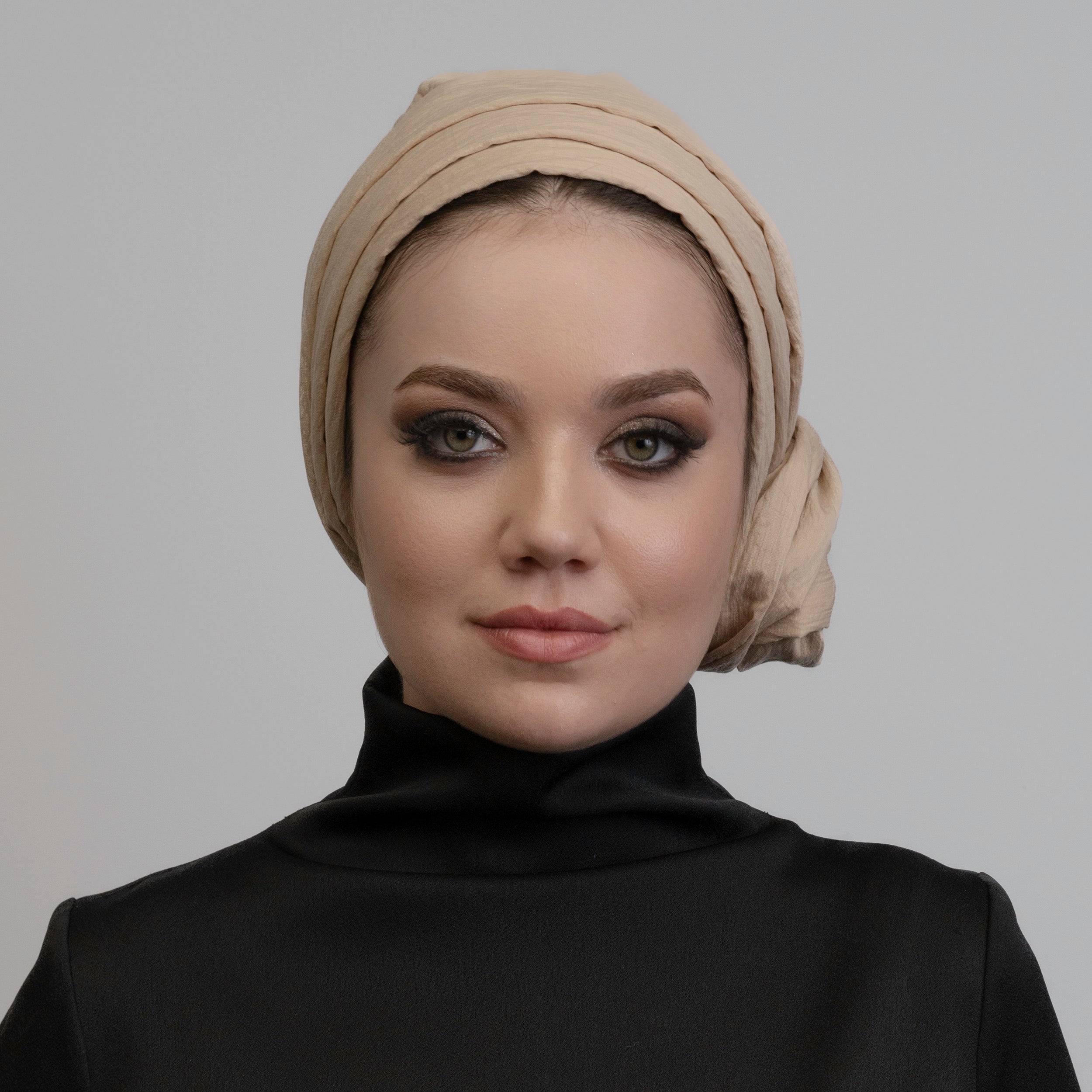 Tie-Up Bonnet - Silk/Linen Fabric - Beige Color - Dubai Linen Bonnet - BitterColors