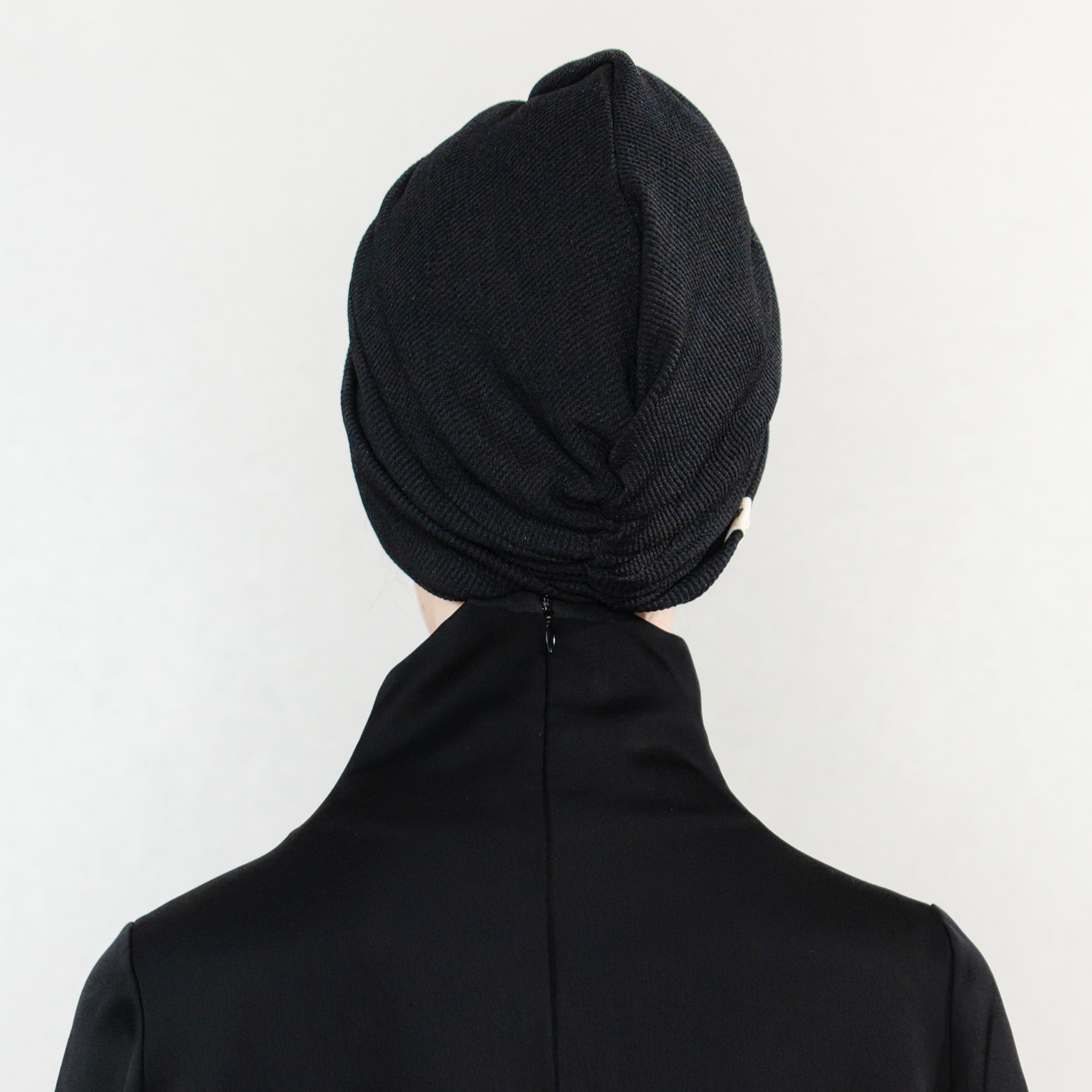 X Burgulu Büzgülü Bone - Örme Kumaş