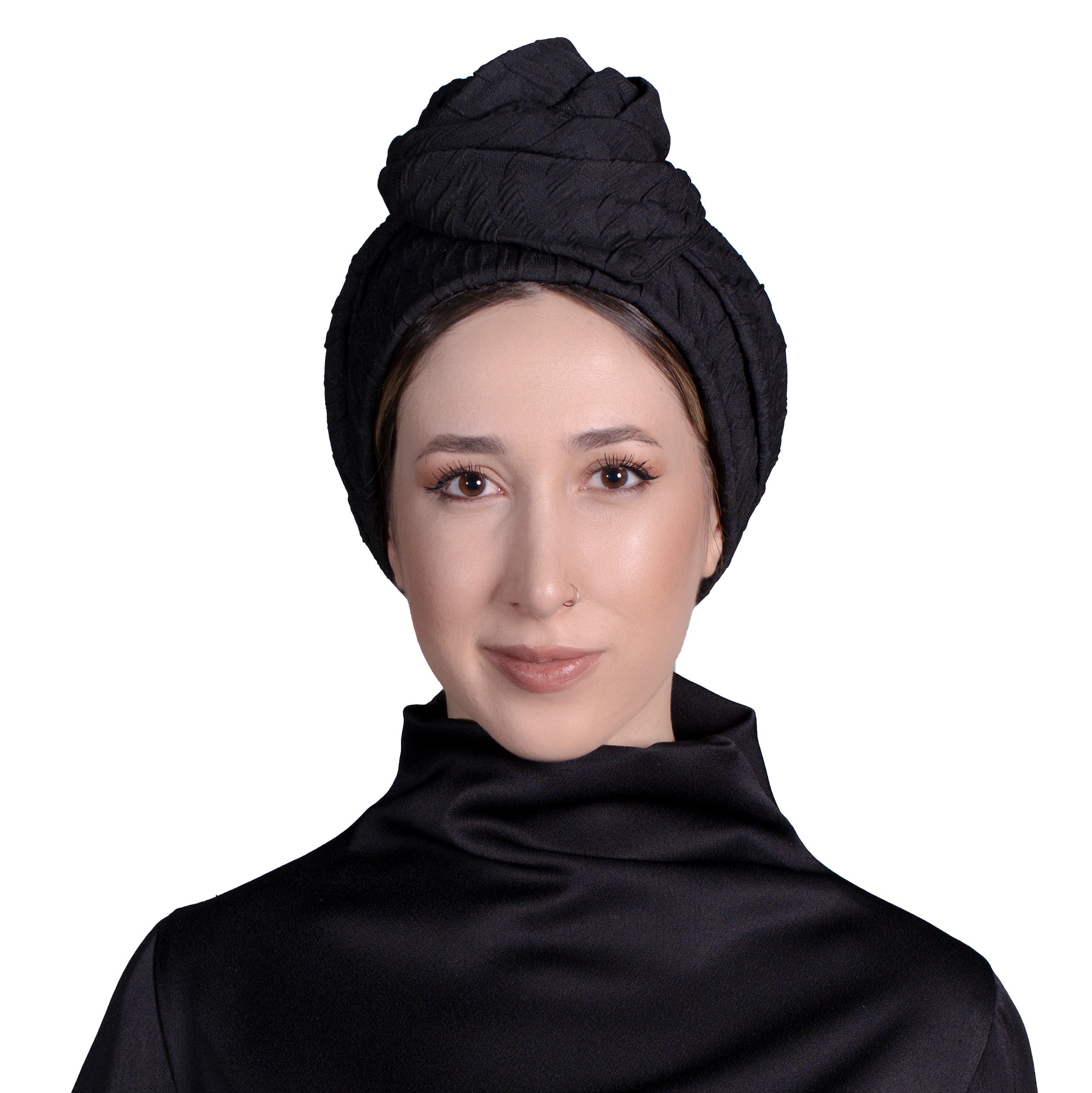 Esra Tokelli Kolay Şekil Alan Telli Bone - Kabartmalı Bone - Kabartmalı Kumaş - Siyah Renk - BitterColors