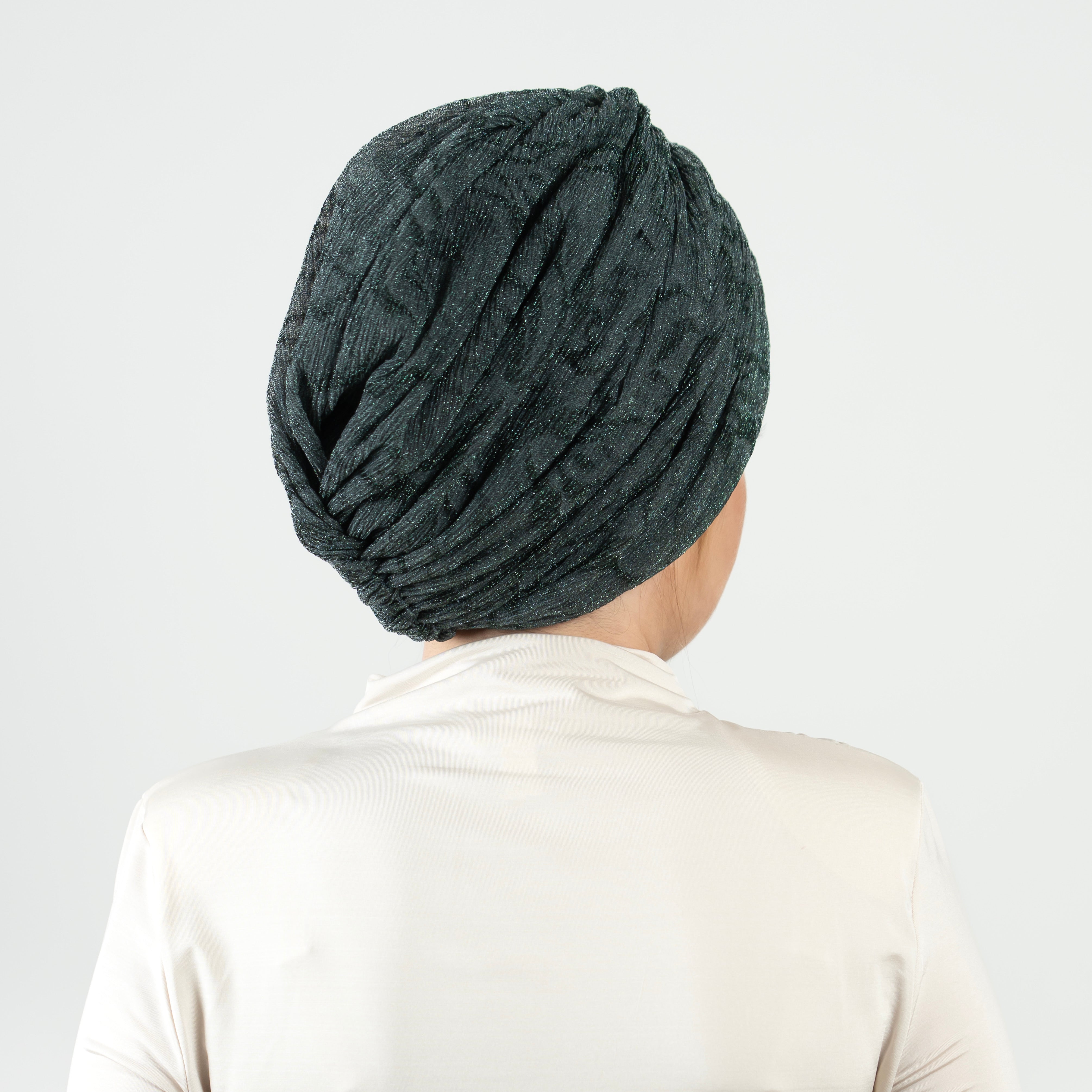 Milano Büzgülü Bone - Simli Esnek Örme Kumaş