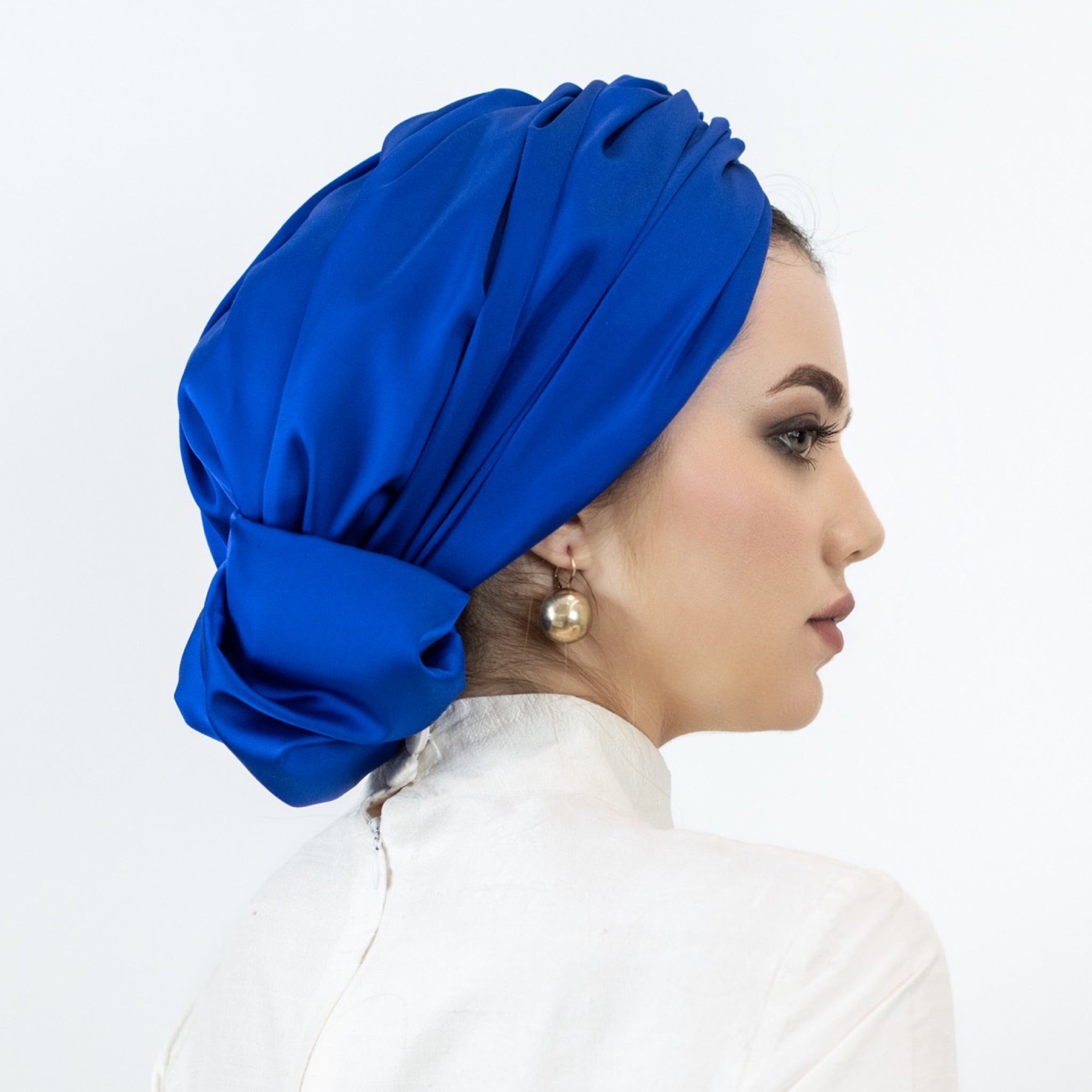 Abu Dhabi Ready-Made Bonnet - Lycra Satin Fabric - Black - BitterColors