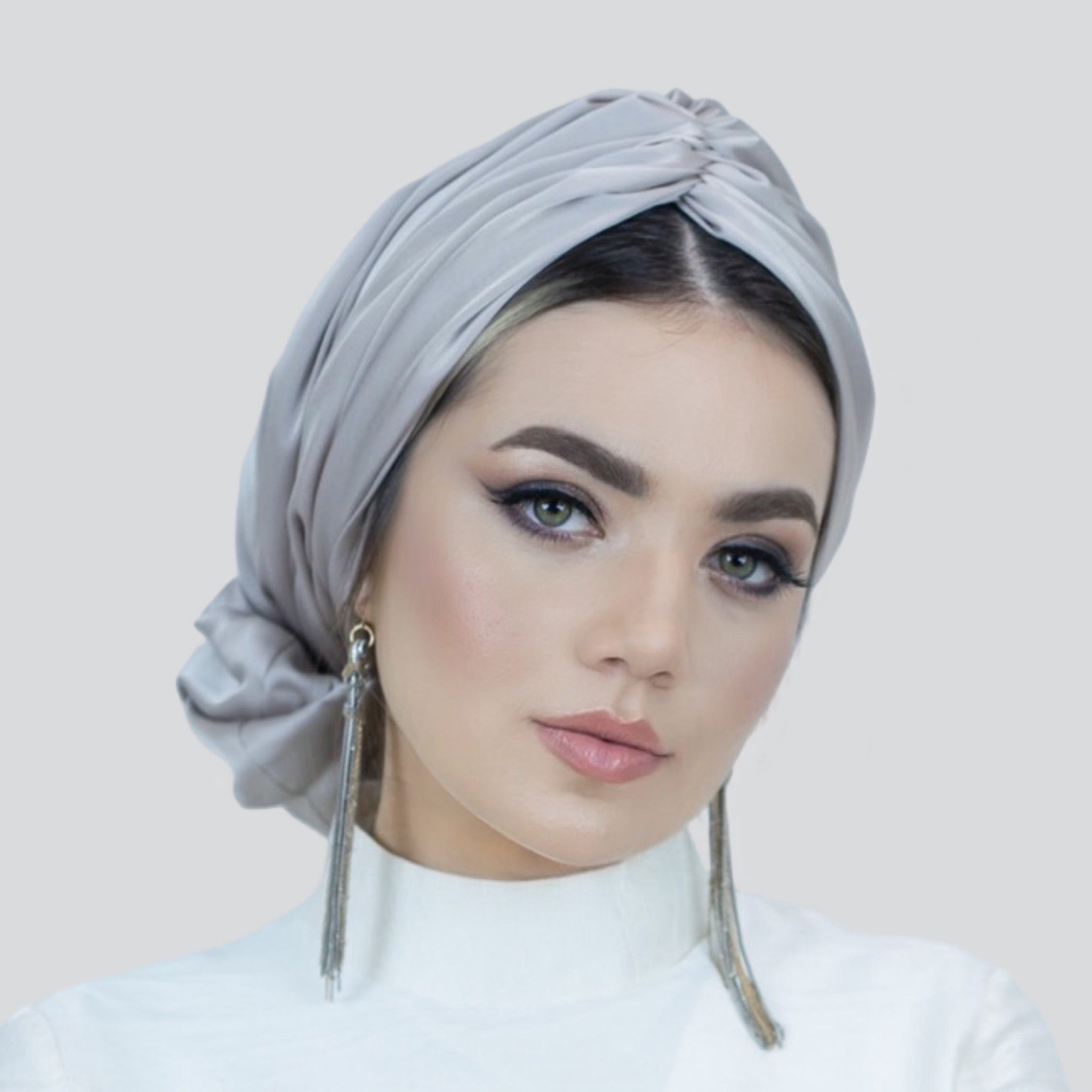 Abu Dhabi Ready-Made Bonnet - Lycra Satin Fabric - Black - BitterColors