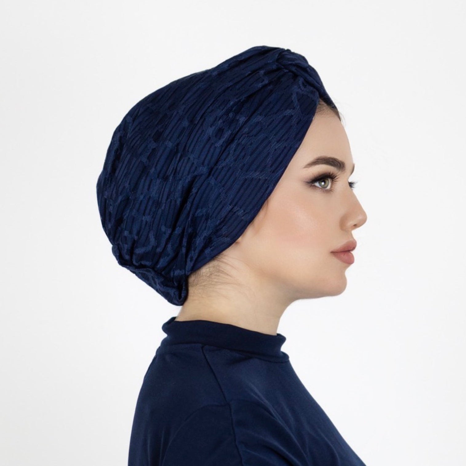 Barcelona Burgulu Bone - Geometrik Desenli Esnek Örme Kumaş