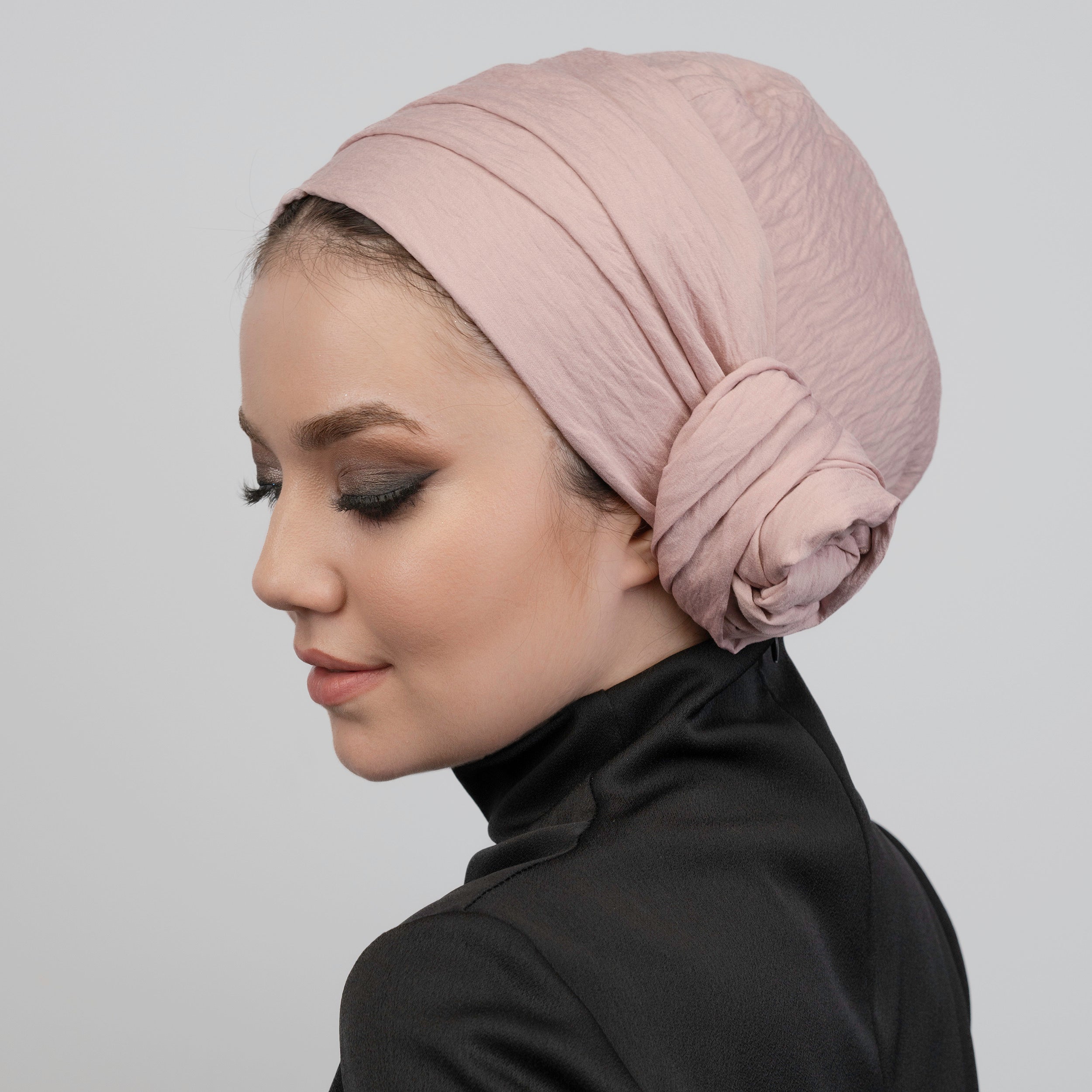 Bağlamalı Bone - İpek/Keten Kumaş - Bej Rengi - Dubai Keten Bone - BitterColors