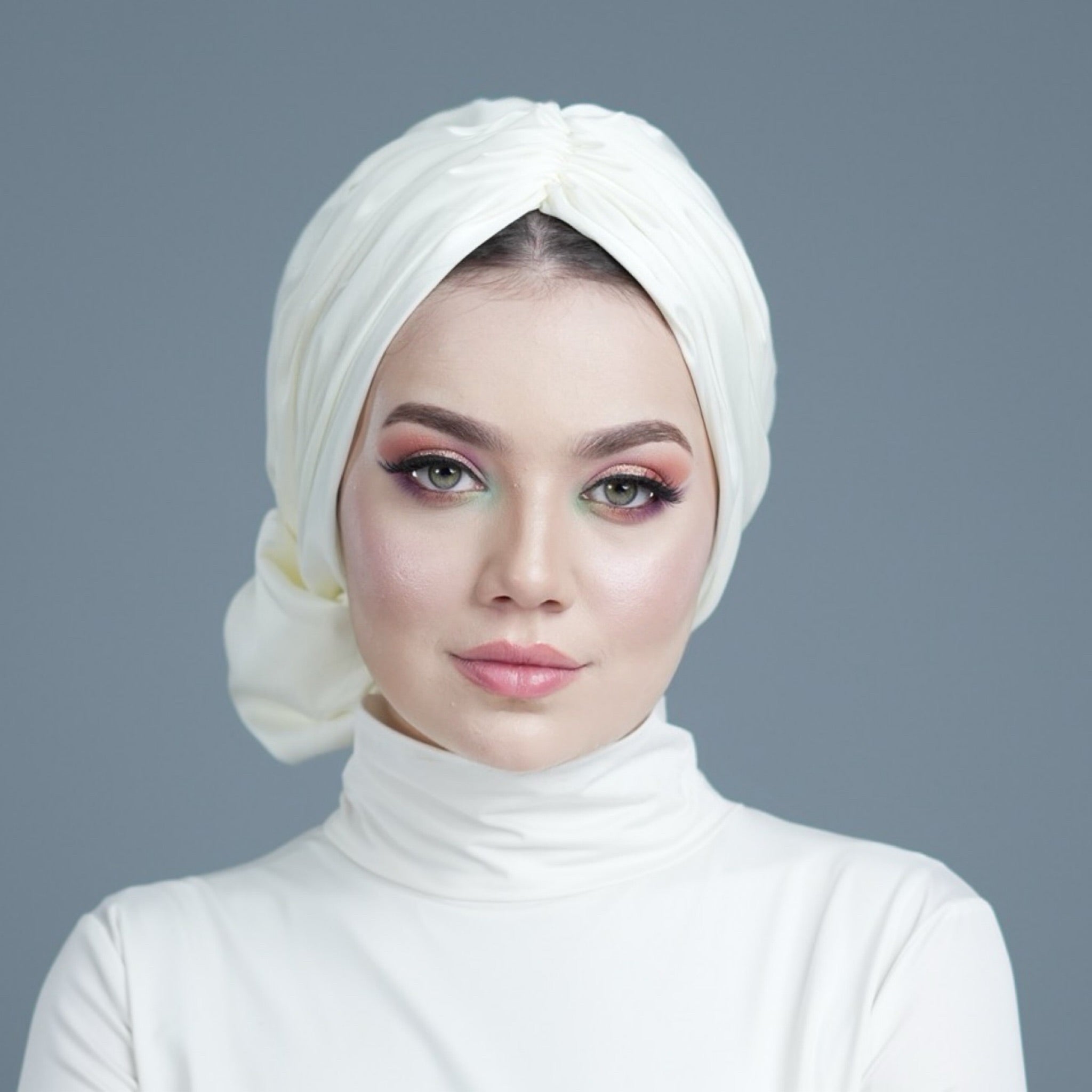 Abu Dhabi Ready-Made Bonnet - Lycra Satin Fabric - Black - BitterColors