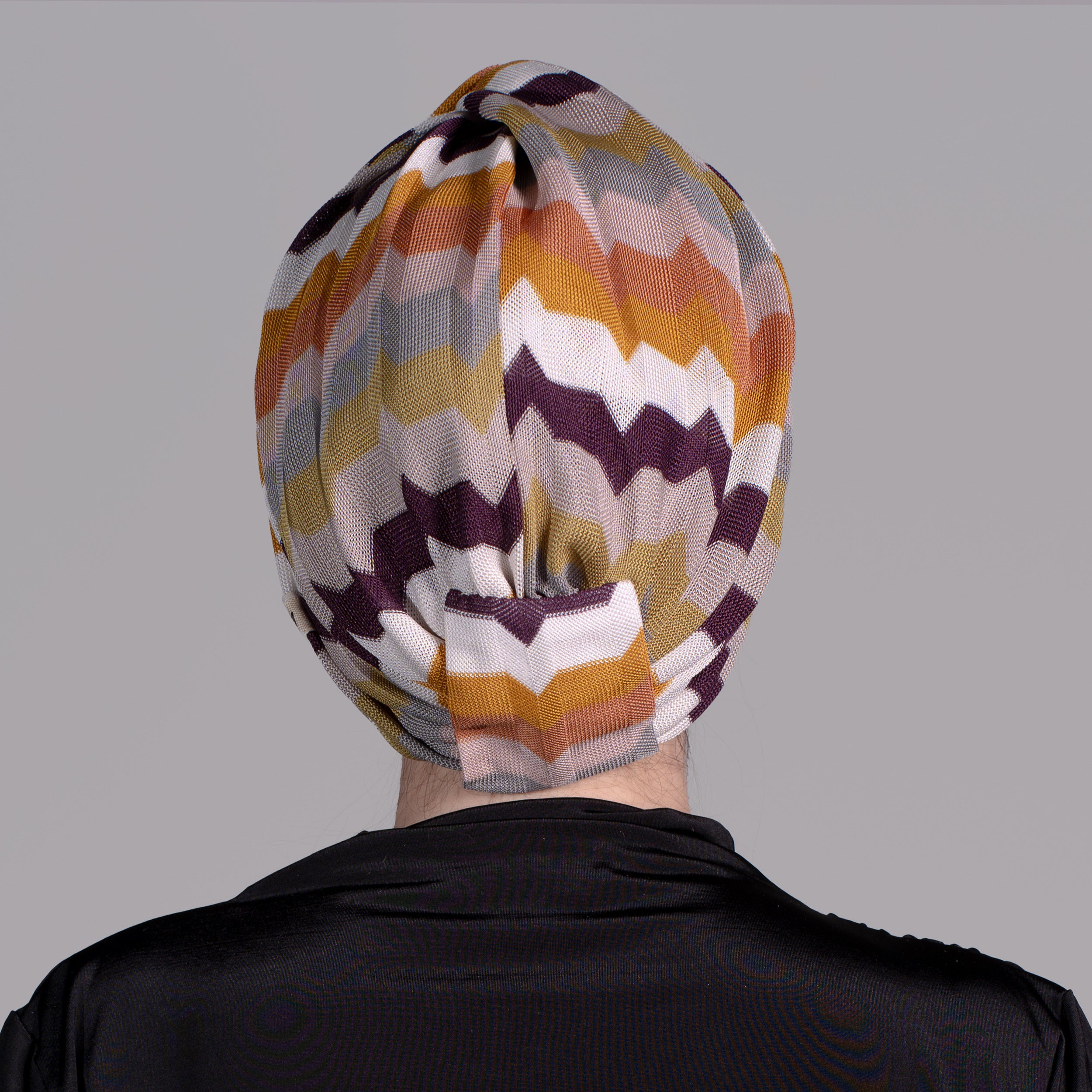 Barcelona Burgulu Bone - Turuncu Renkli - Zikzak Desenli Örme Kumaş