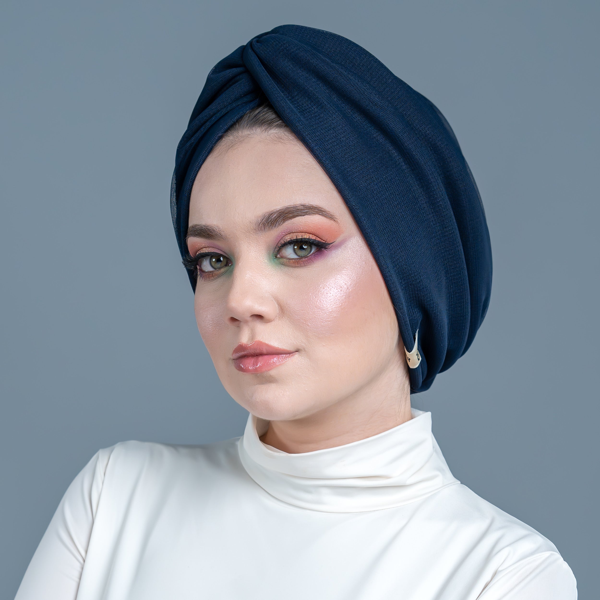 X Burgulu Büzgülü Bone – Tül Katmanlı Kumaş