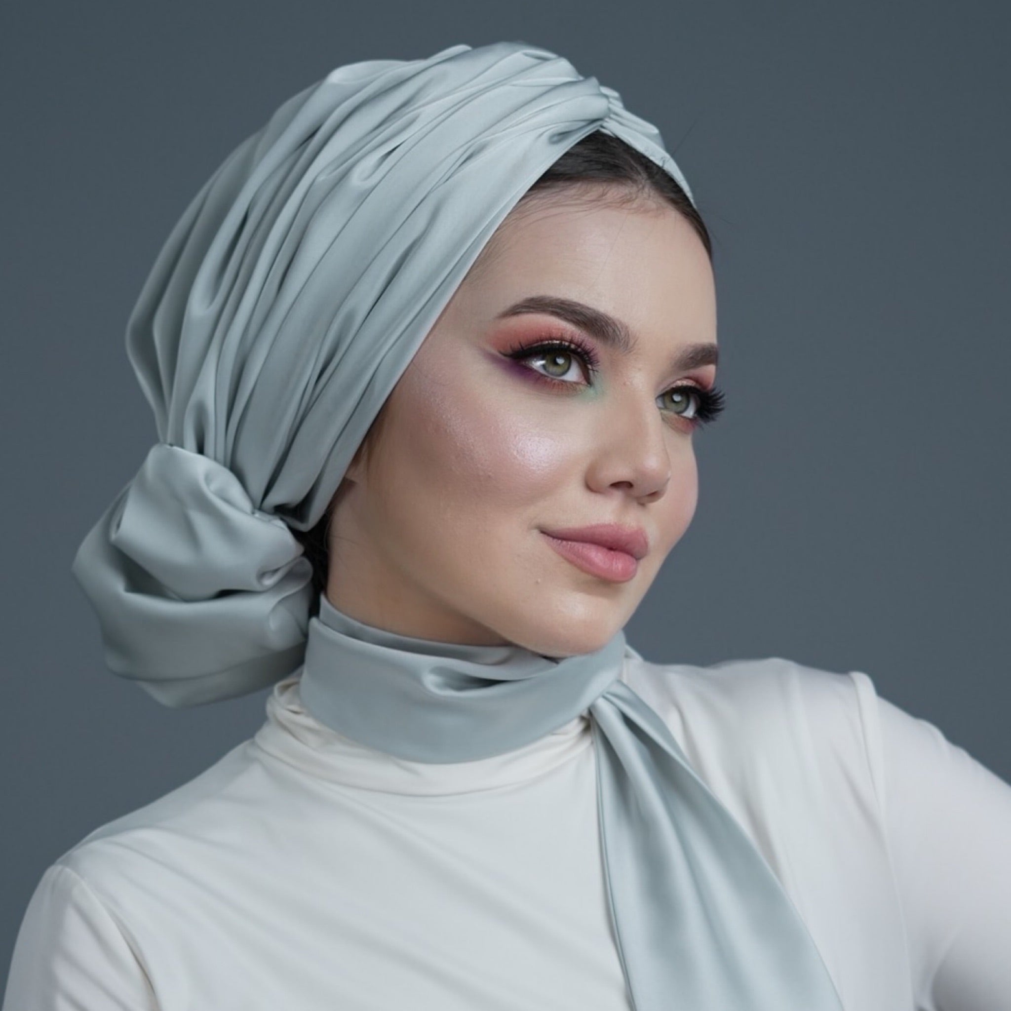 Abu Dhabi Ready-Made Bonnet - Lycra Satin Fabric - Black - BitterColors