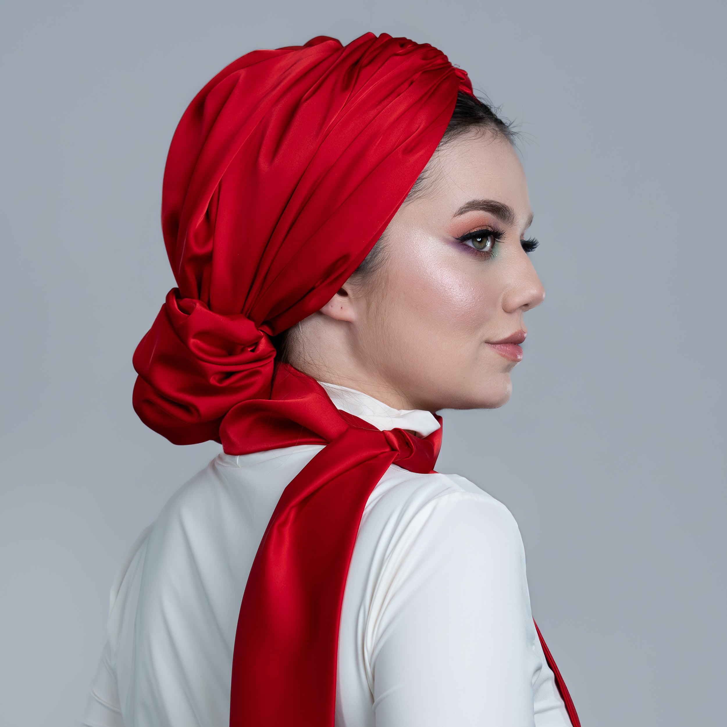 Abu Dhabi Ready-Made Bonnet - Lycra Satin Fabric - Black - BitterColors