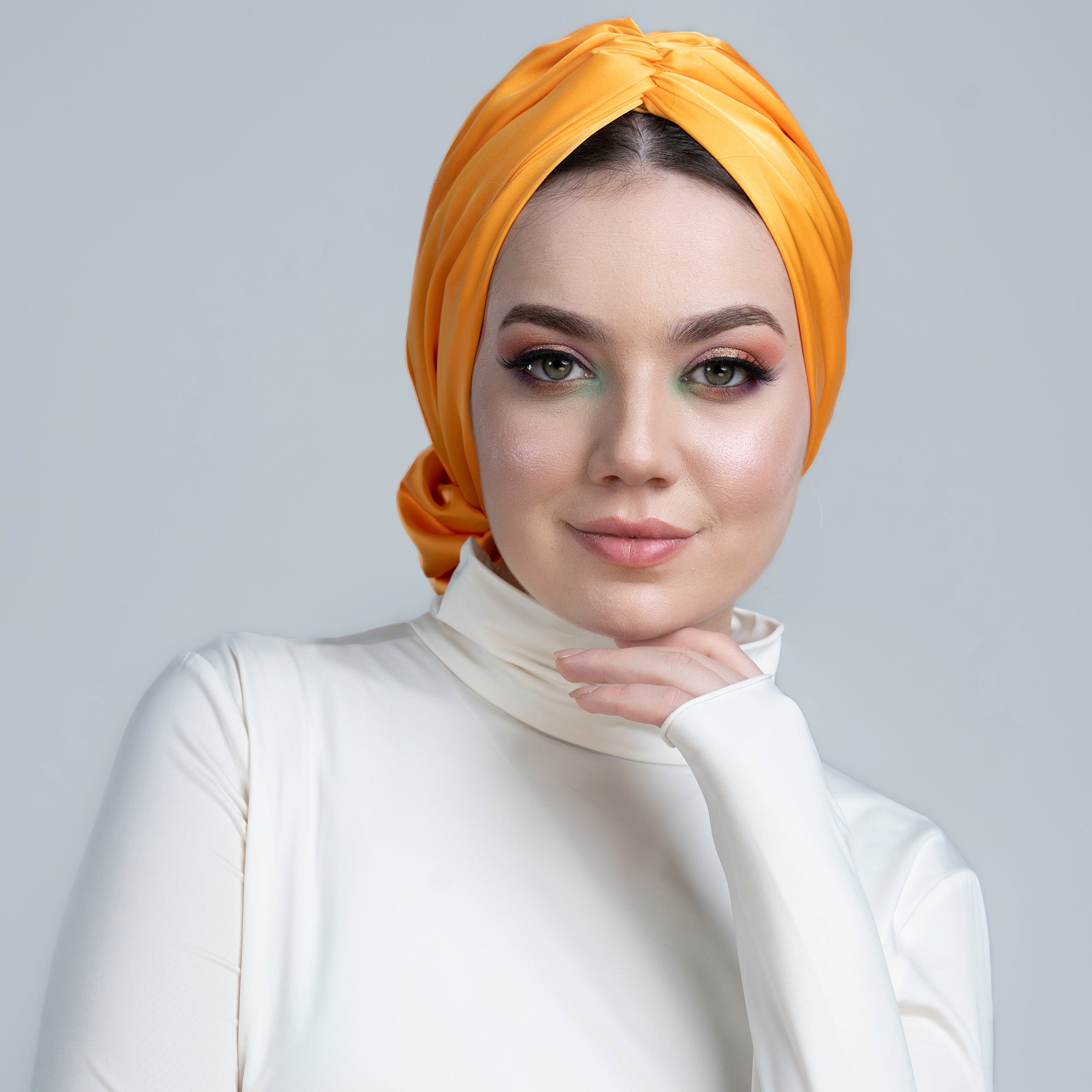 Abu Dhabi Ready-Made Bonnet - Lycra Satin Fabric - Black - BitterColors