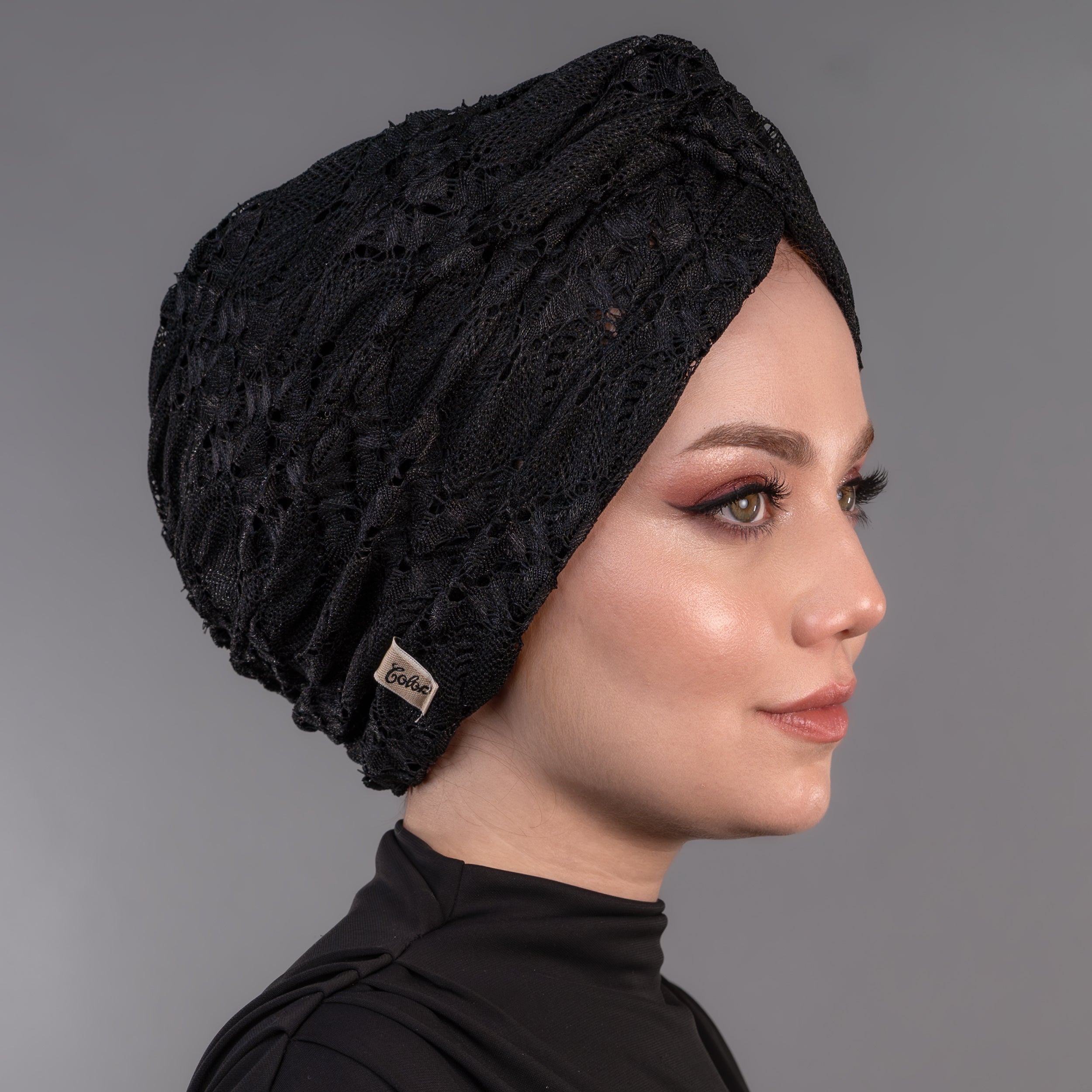 X Burgulu Büzgülü Bone - Dokulu File Kumaş