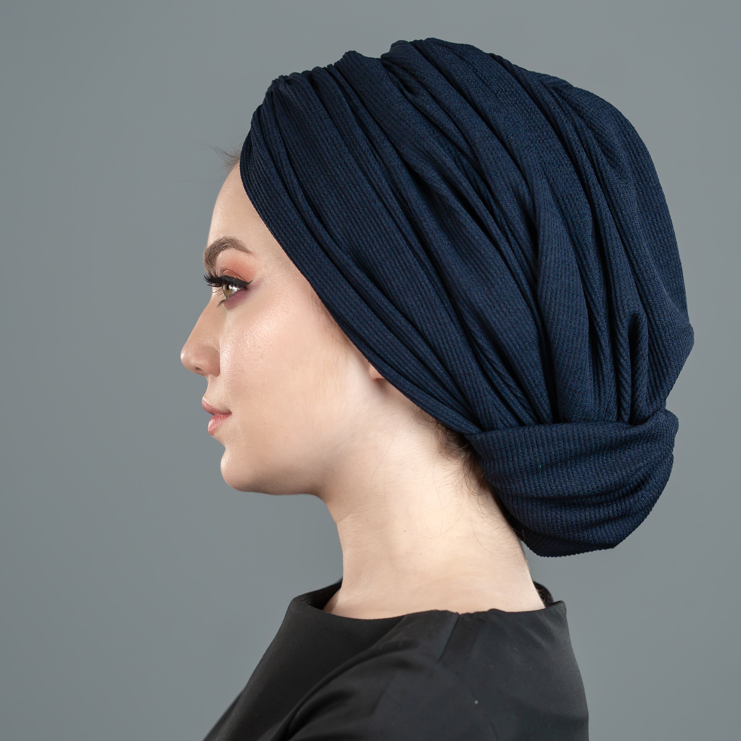 Beirut Comfy Lined Ready-Made Bonnet - Flexible Knit Fabric - Black Color - BitterColors