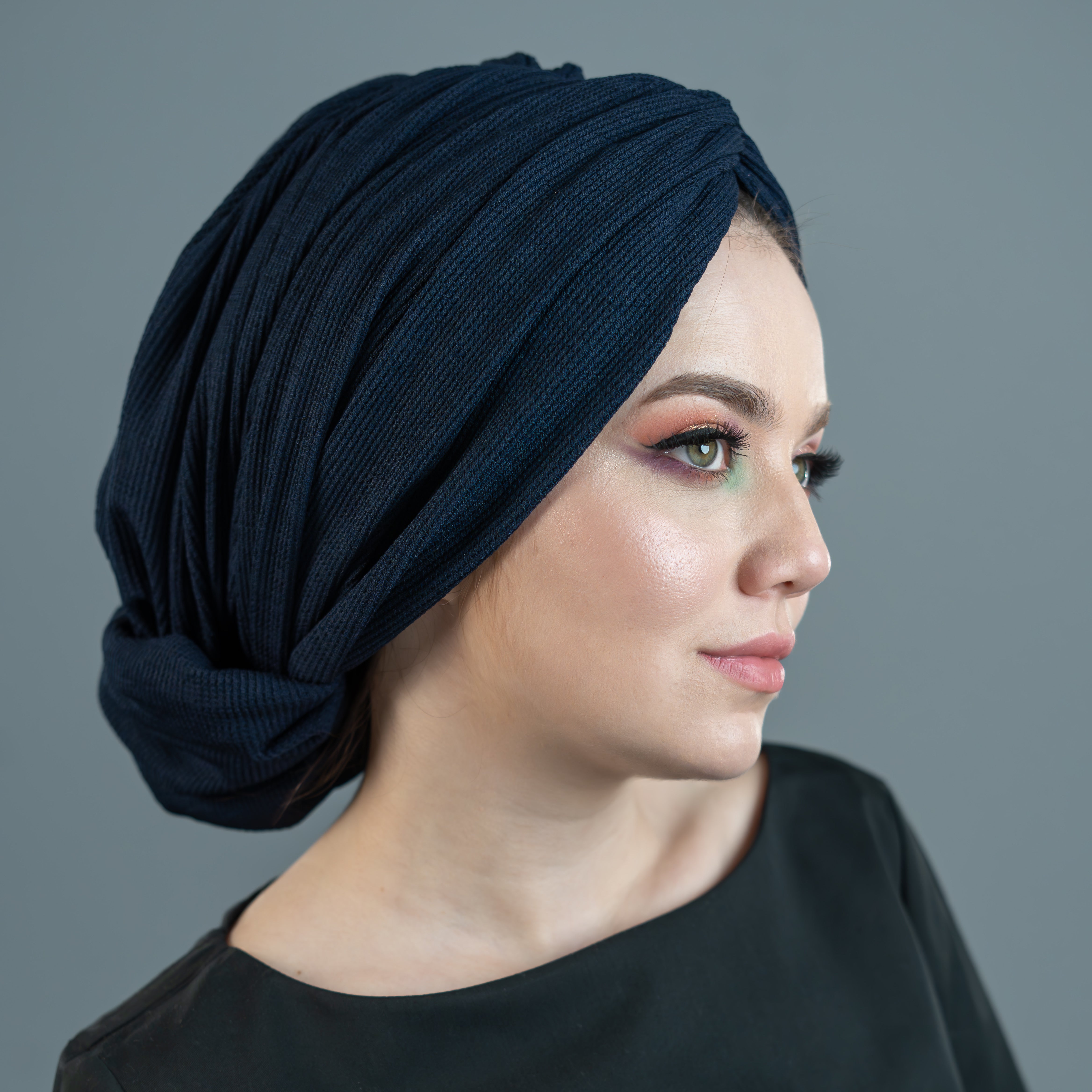 Beirut Comfy Lined Ready-Made Bonnet - Flexible Knit Fabric - Black Color - BitterColors