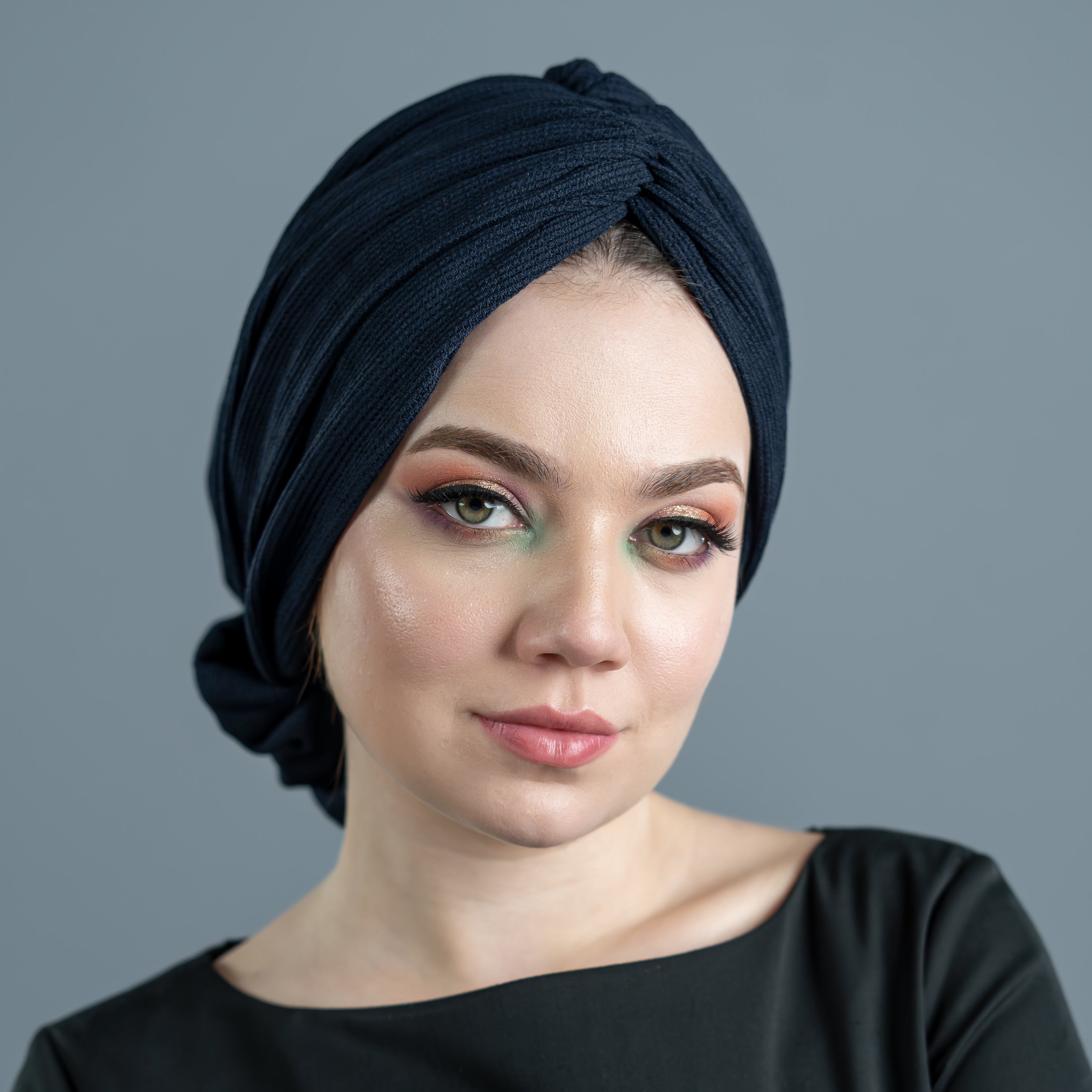 Beirut Comfy Lined Ready-Made Bonnet - Flexible Knit Fabric - Black Color - BitterColors