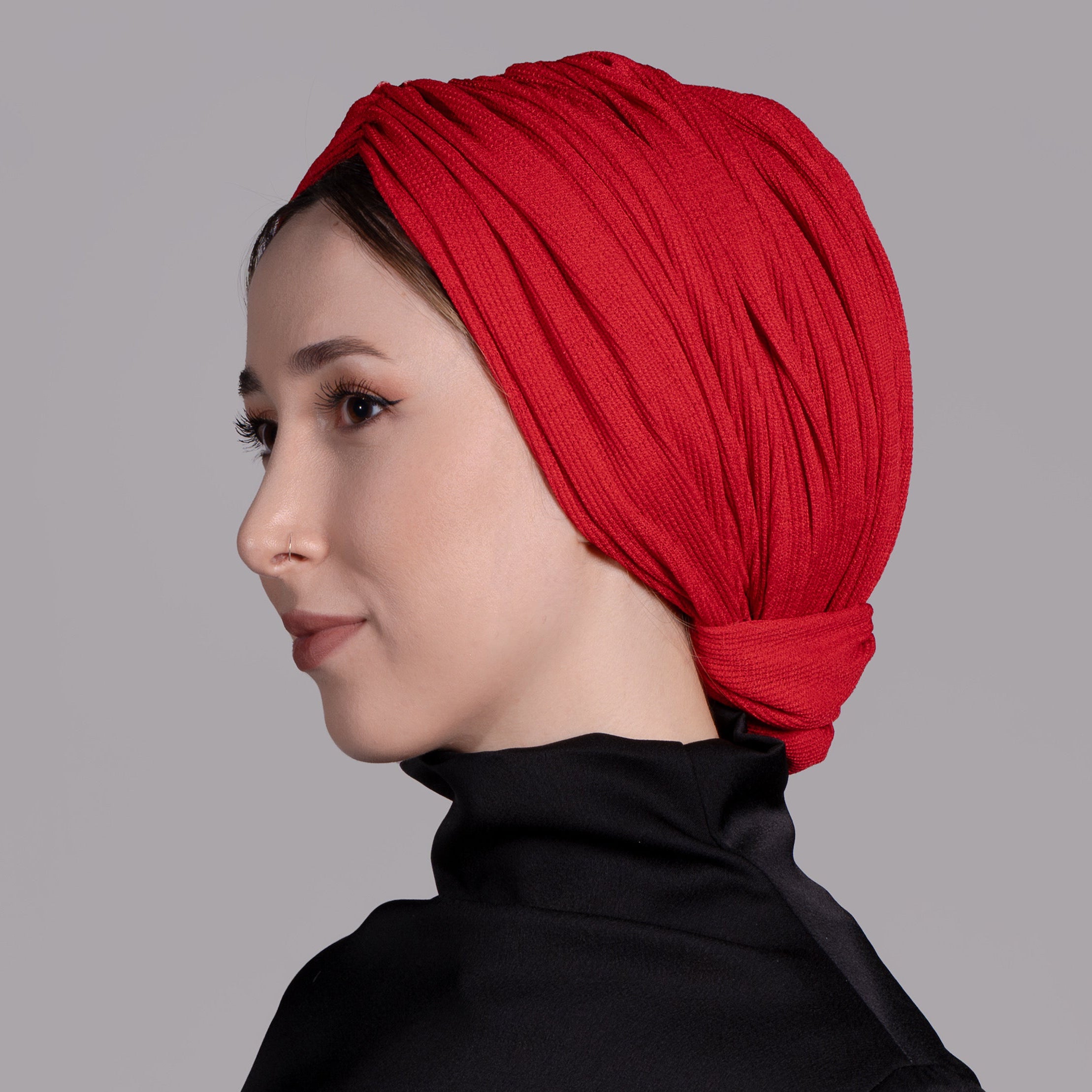 Beirut Comfy Lined Ready-Made Bonnet - Flexible Knit Fabric - Black Color - BitterColors