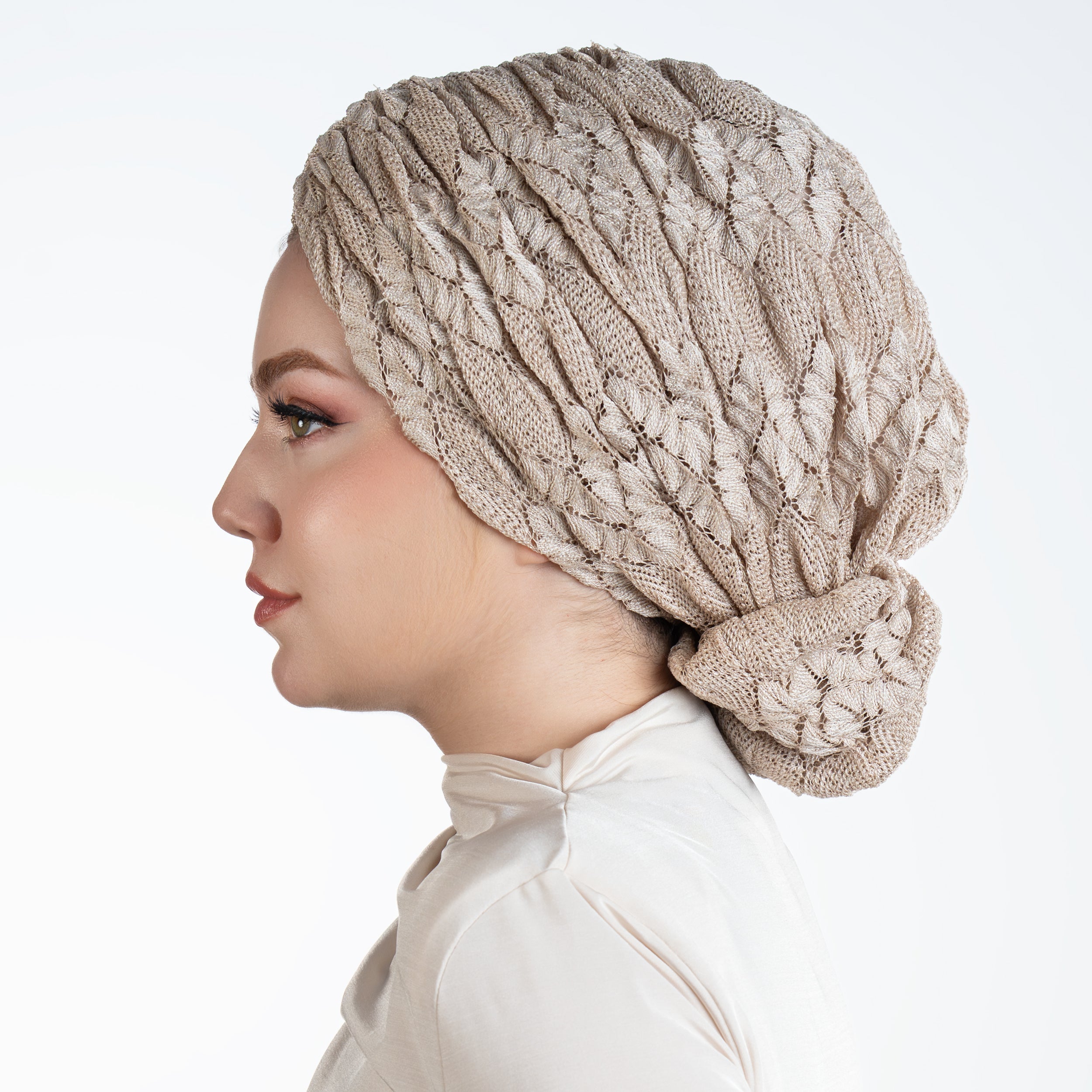 Beyrut Topuzlu Bone - Dokulu File Kumaş