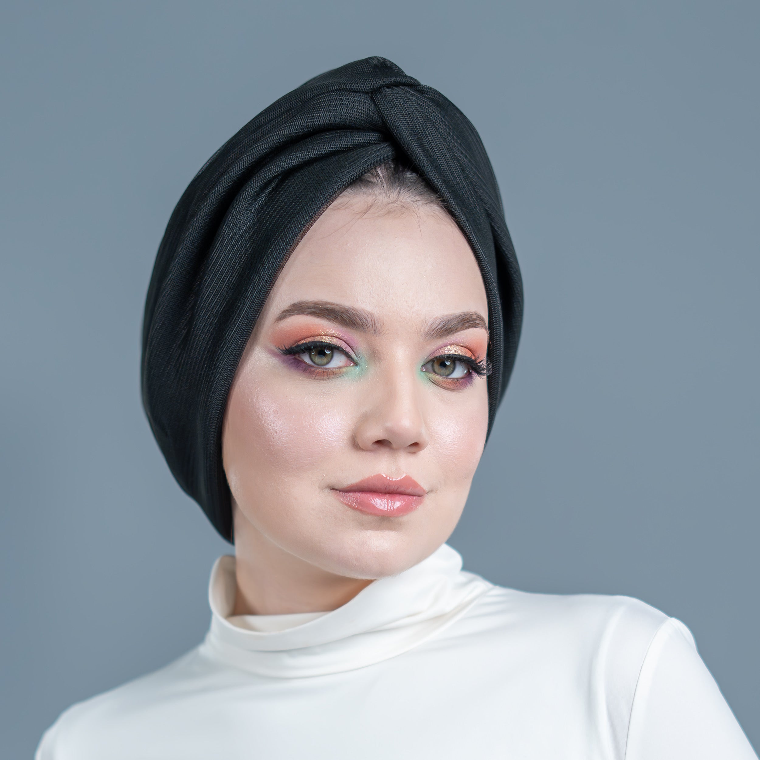 X Burgulu Büzgülü Bone – Tül Katmanlı Kumaş