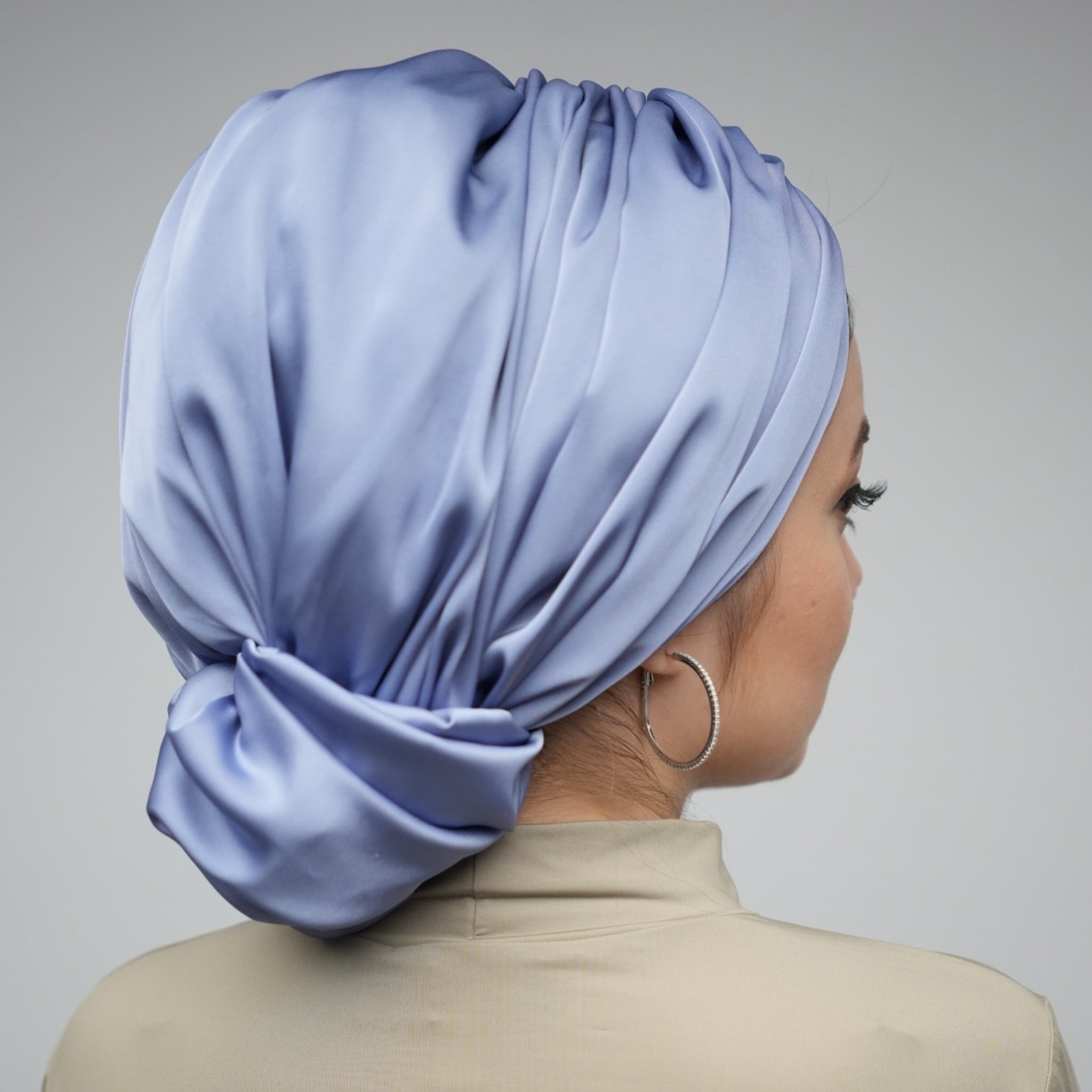 Abu Dhabi Ready-Made Bonnet - Lycra Satin Fabric - Black - BitterColors