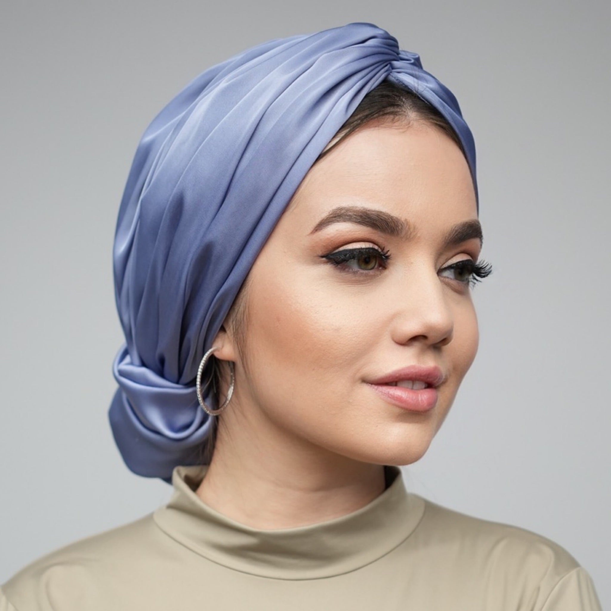 Abu Dhabi Ready-Made Bonnet - Lycra Satin Fabric - Black - BitterColors