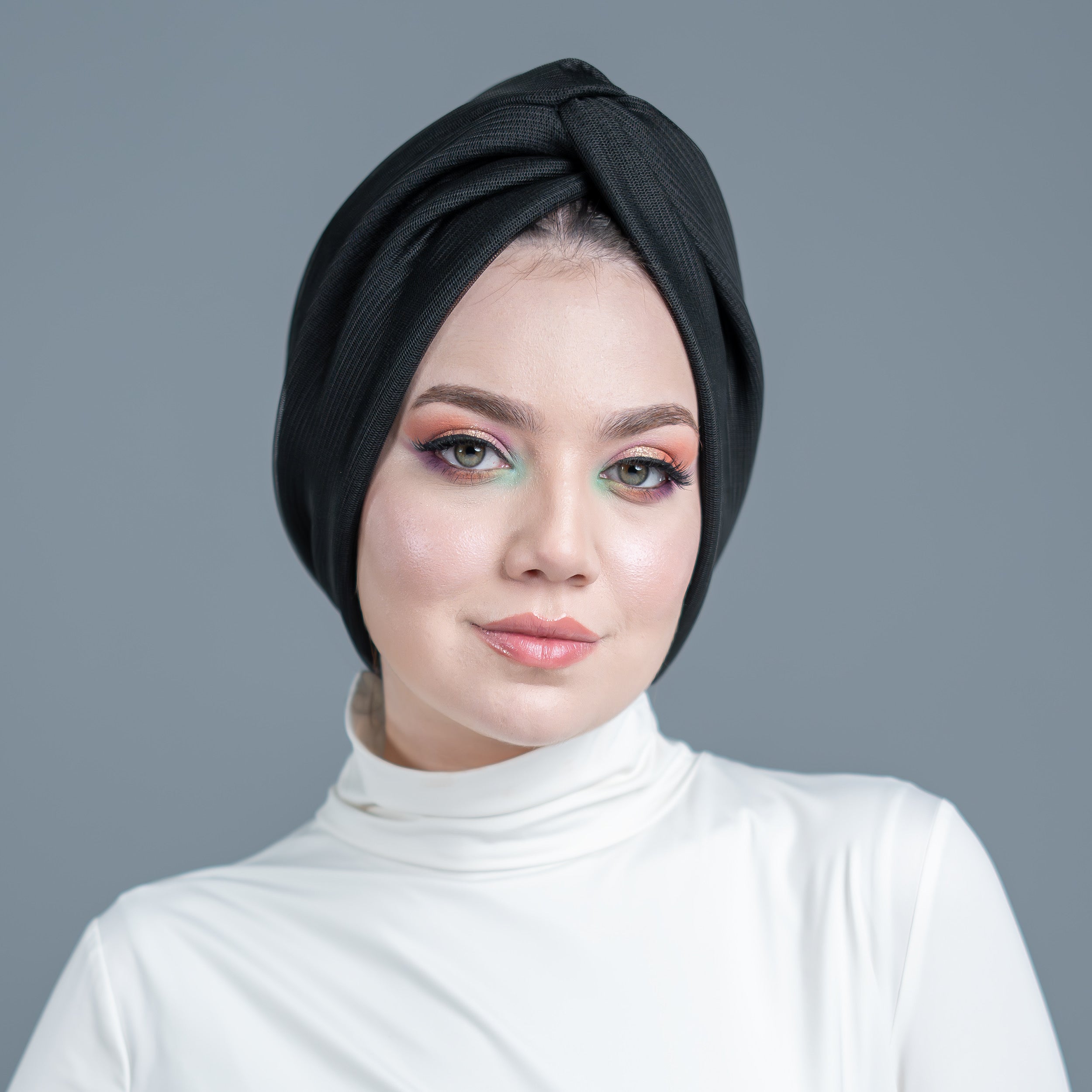 X Burgulu Büzgülü Bone – Tül Katmanlı Kumaş