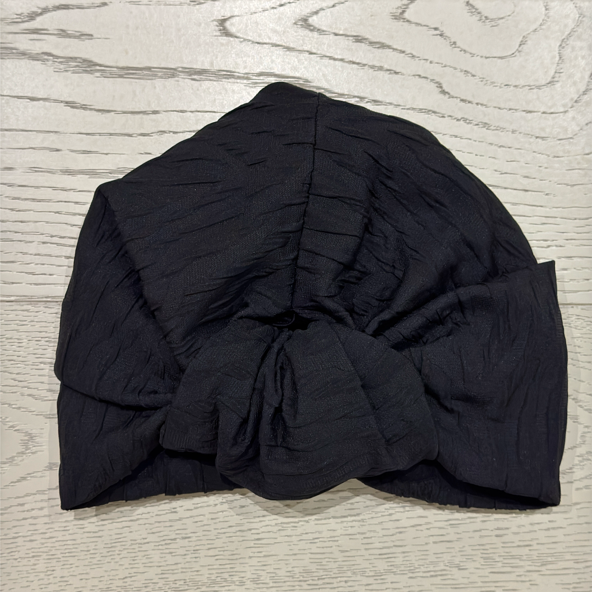 Esra Tokelli Gathered Bonnet - Embossed Fabric - Black Color - BitterColors