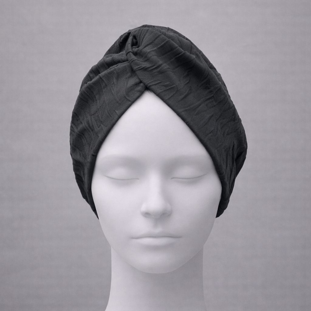 Barcelona Burgulu Bone - Siyah Renkli - Kabartmalı Kumaş