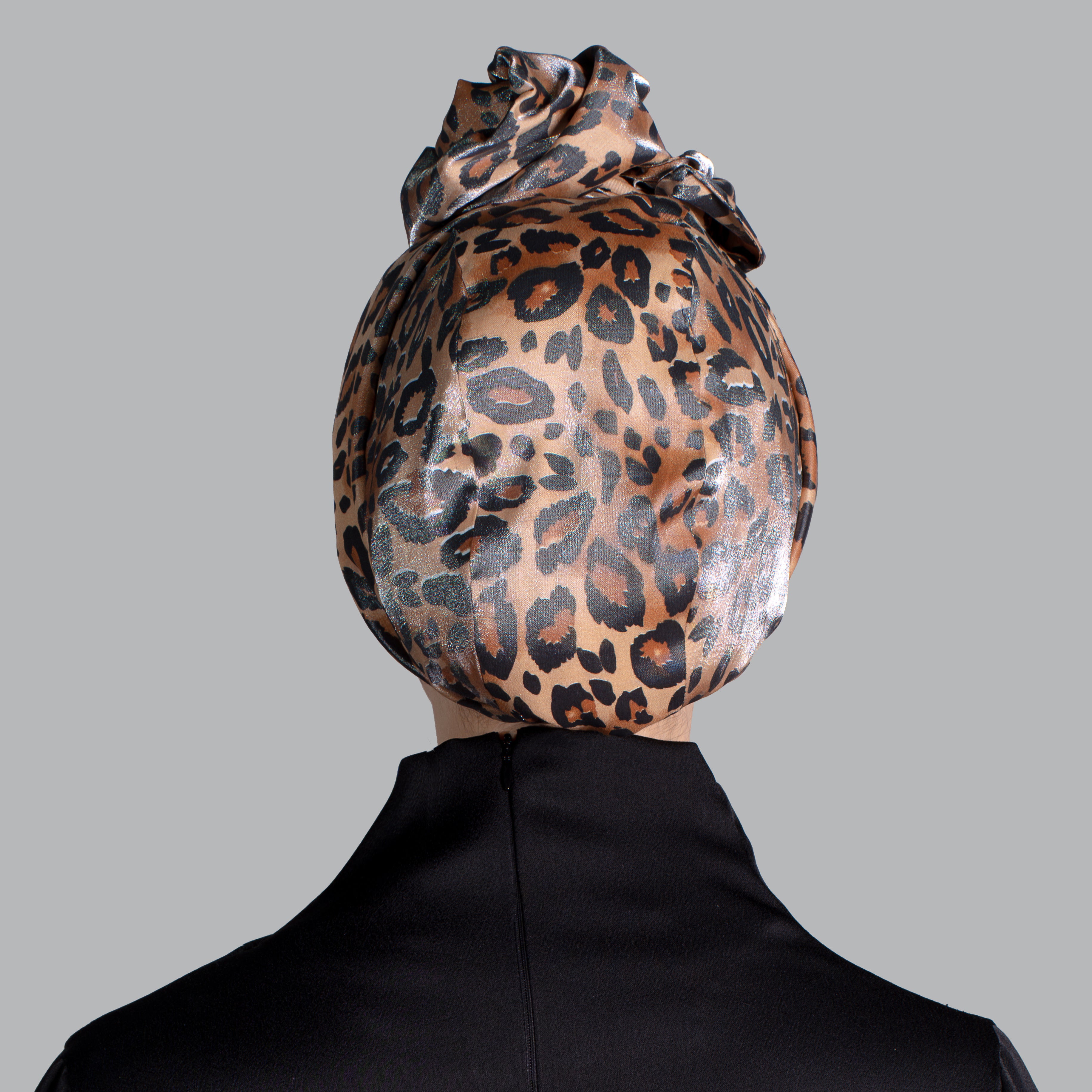 Esra Tokelli Easy-to-Shape Wire Bonnet - Satin Leopard Pattern Bonnet - Multicolored - BitterColors