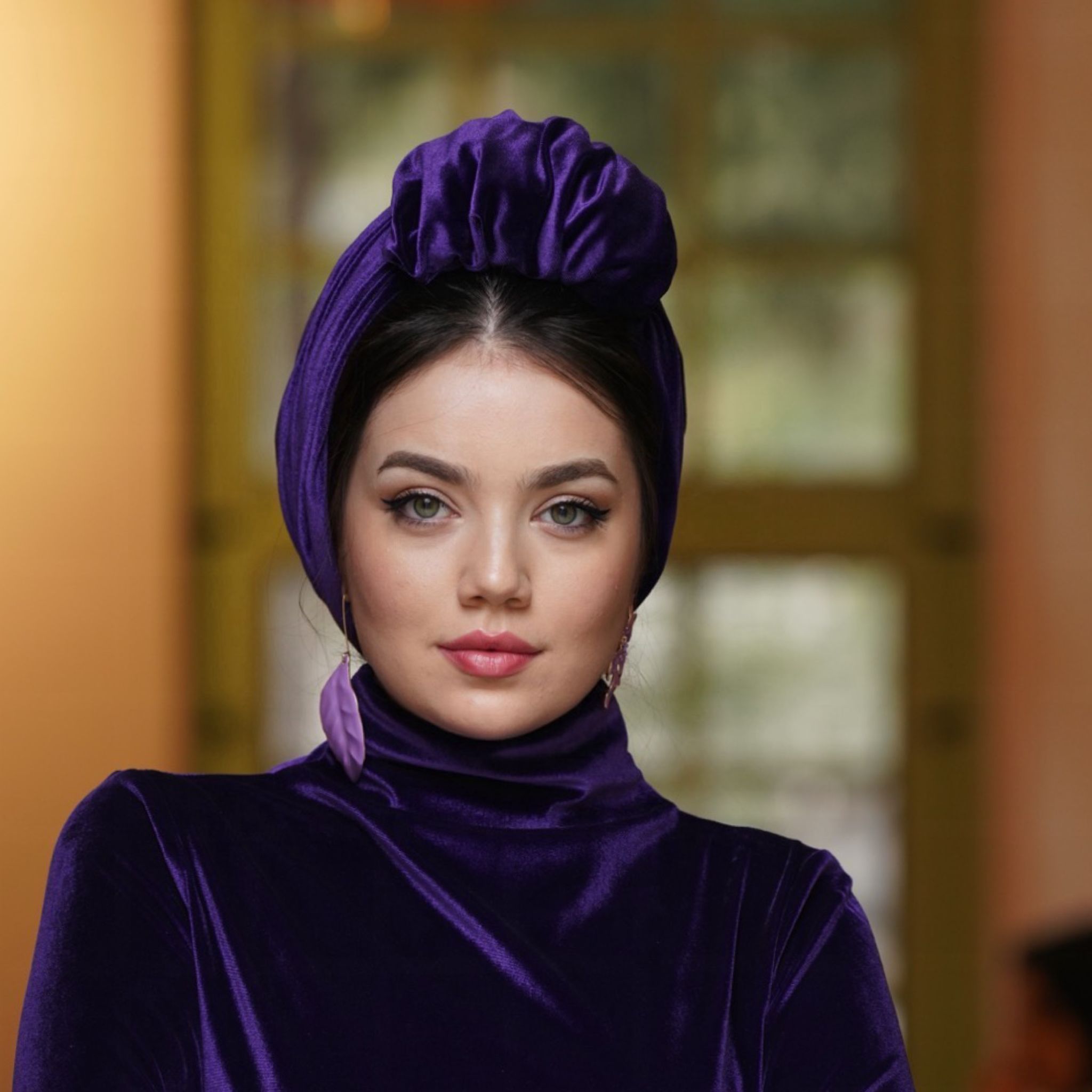 Beyrut Topuzlu Bone - Kadife Kumaş