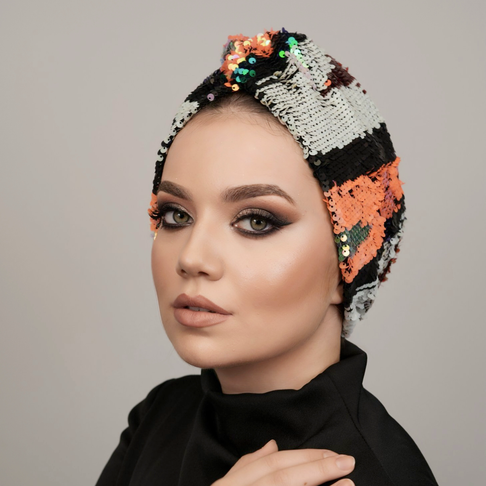 Roma Sequin Bonnet - Stretch Fabric - Lined - Multicolored - Bitter Colors