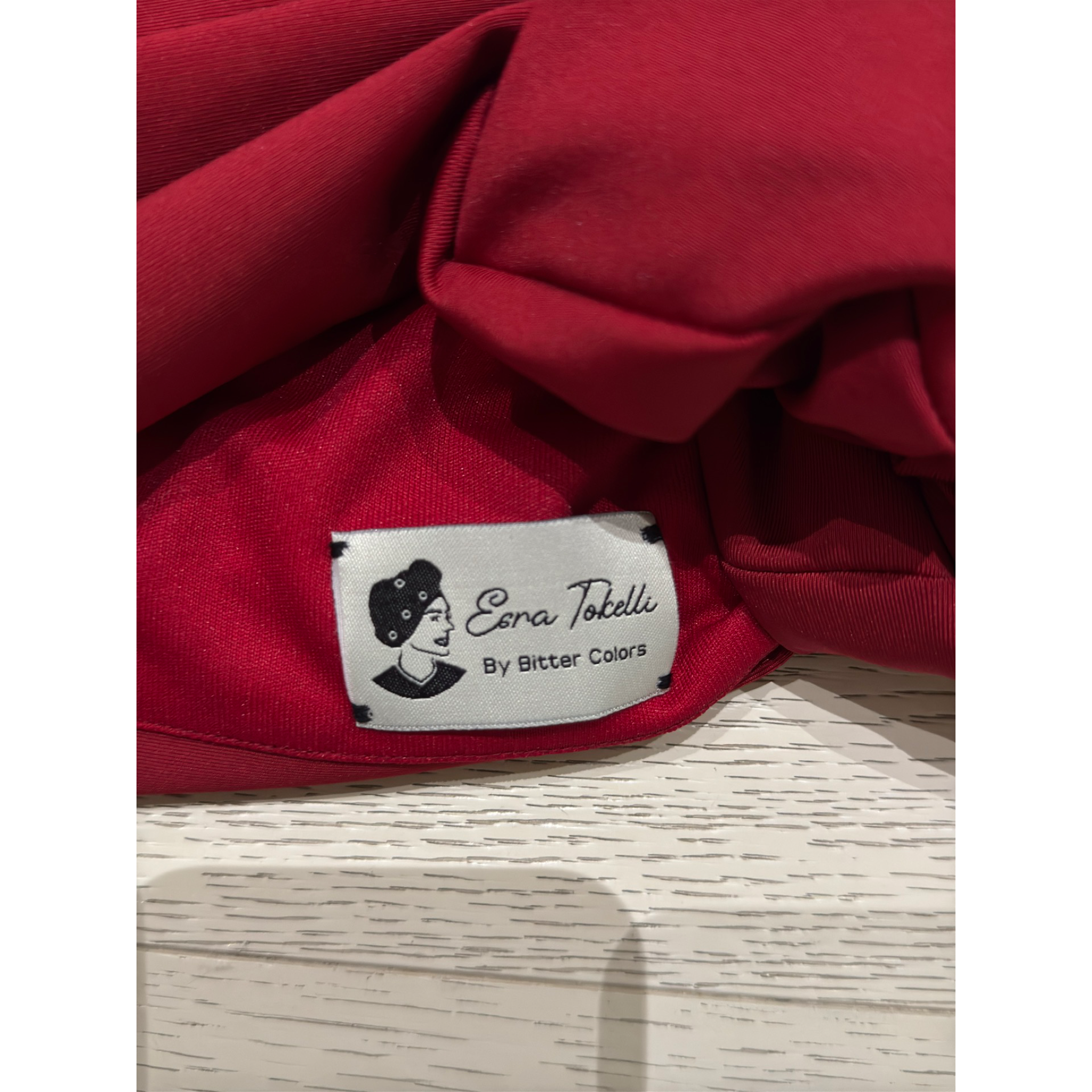 Esra Tokelli Cotton Lined Gathered Bonnet - Jersey Fabric - Red Color - BitterColors