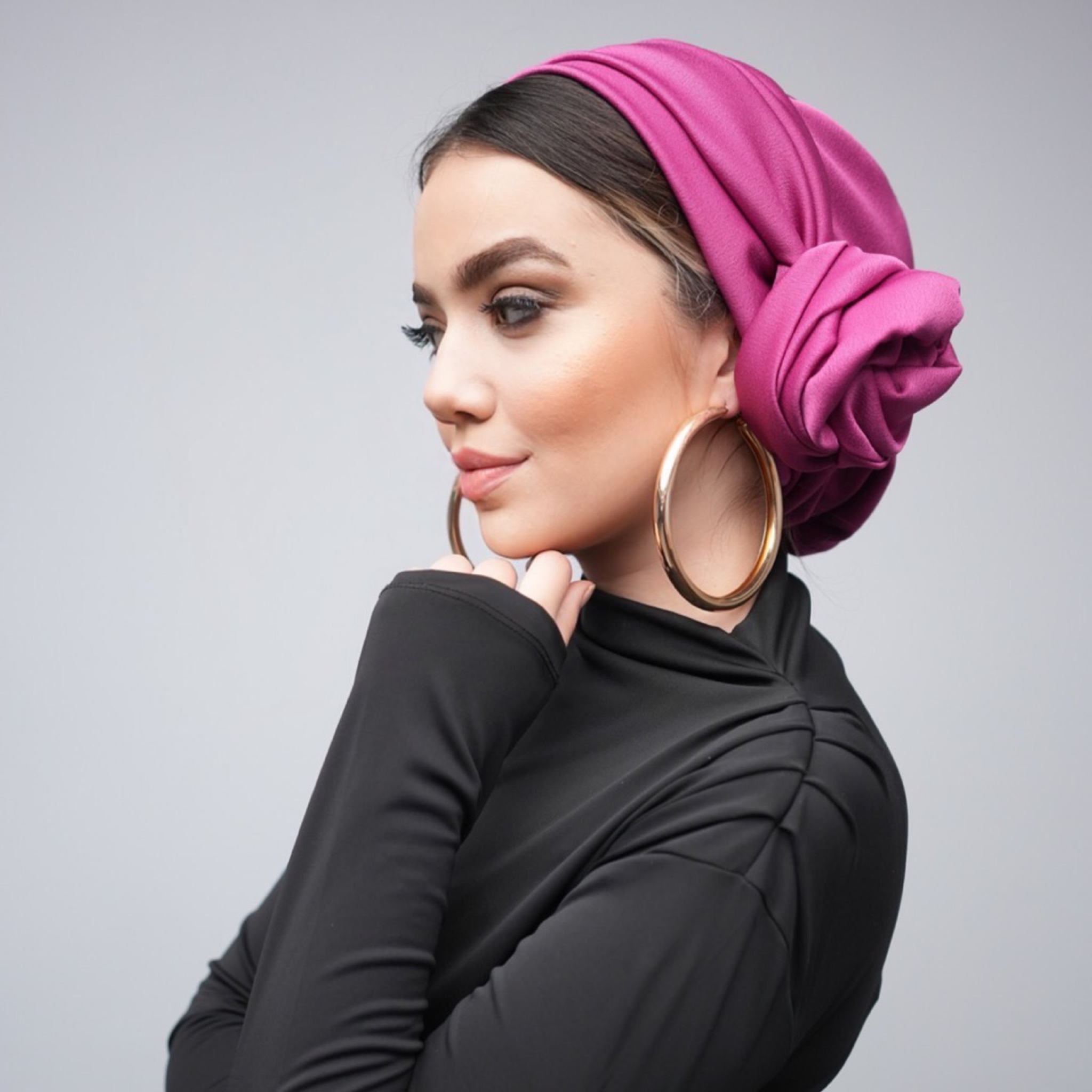 Dubai Bağlamalı Bone - Krep Saten Kumaş