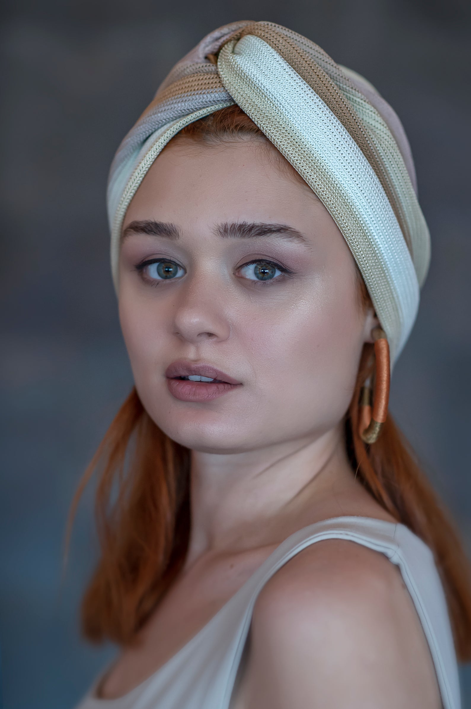 Barcelona Burgulu Bone - Pastel - Çizgili Örme Kumaş