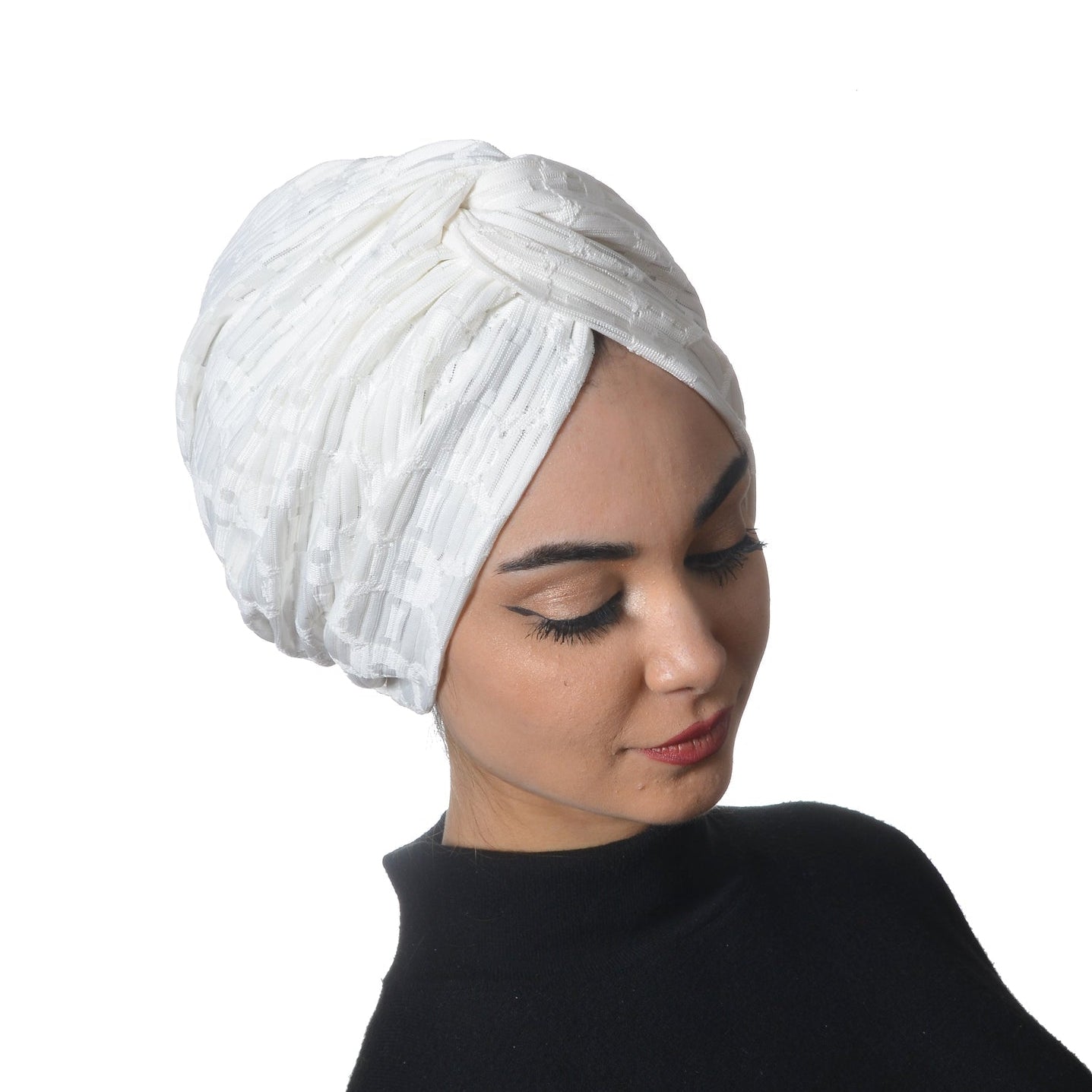 Twisted Circle Flexible Swimming Cap - Double Sided - White Color - BitterColors