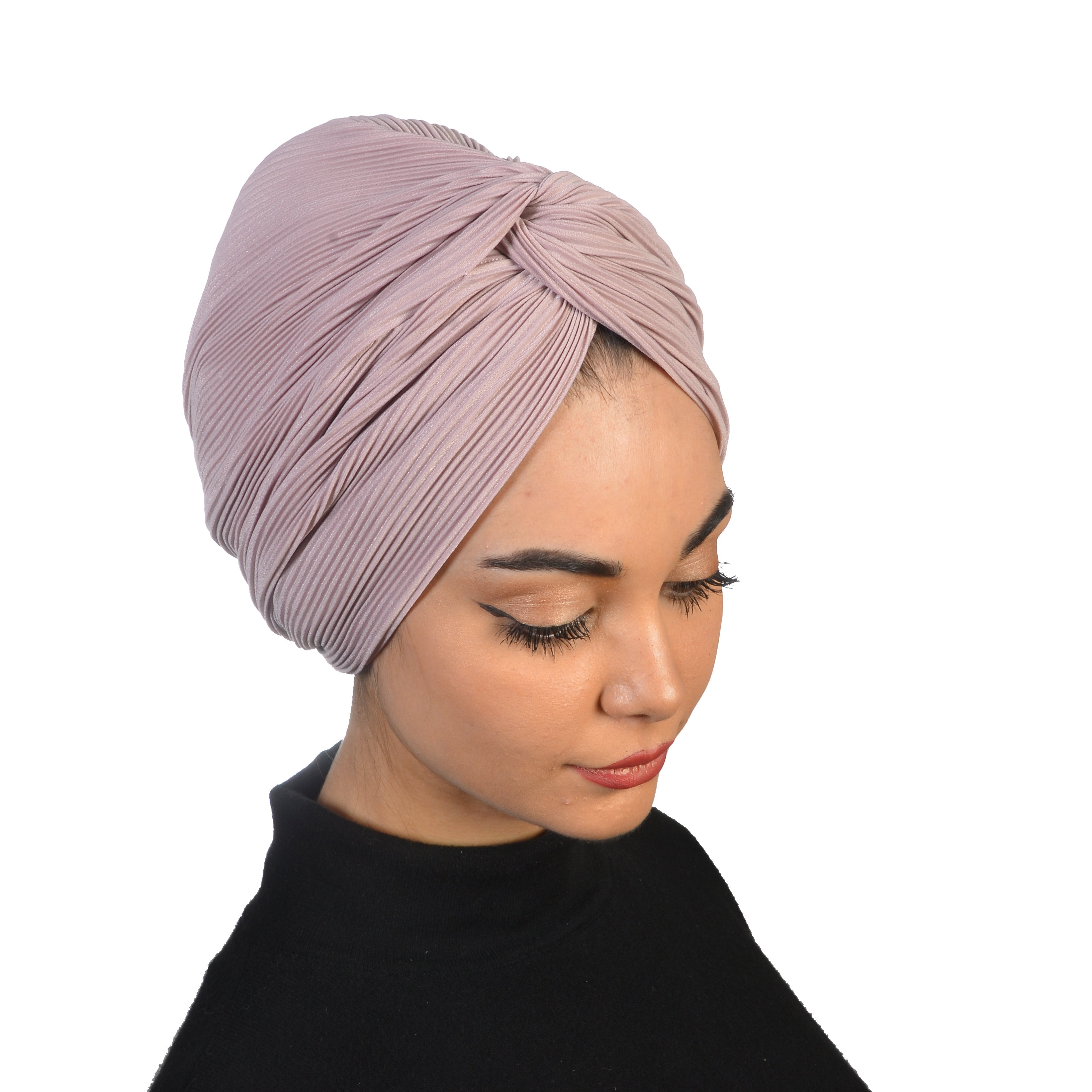 Barcelona Burgulu Bone - Pembe Plise Kumaş