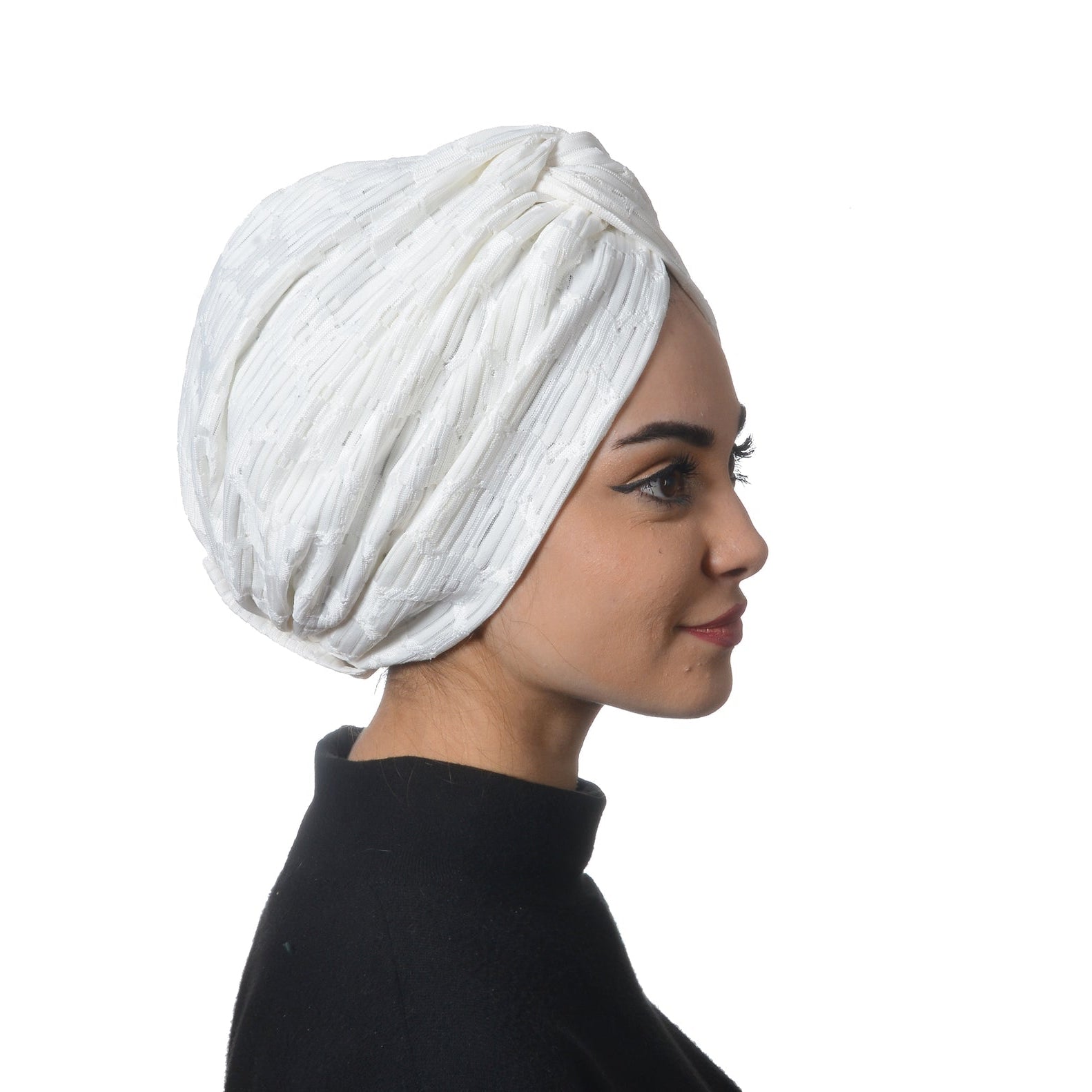 Twisted Circle Flexible Swimming Cap - Double Sided - White Color - BitterColors