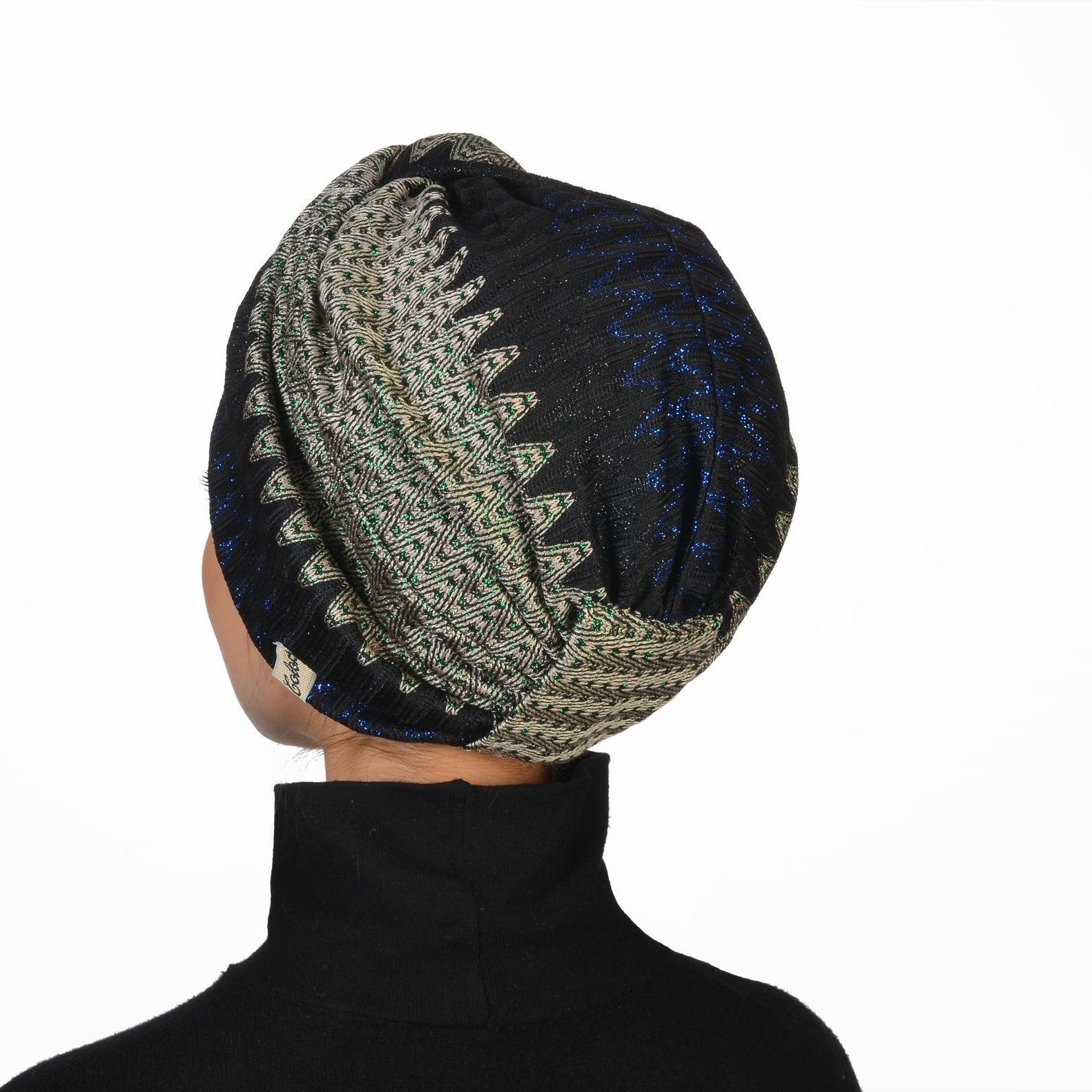 Zigzag Patterned Twisted Bonnet - Flexible Knit/Tricot Fabric - Double Sided - BitterColors