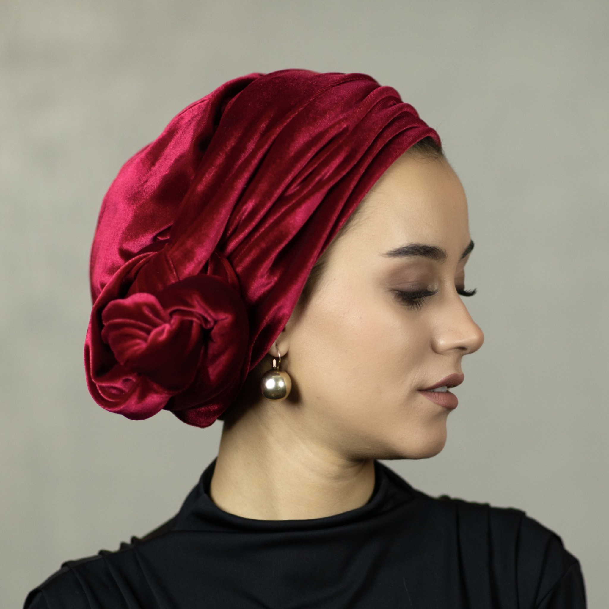 Dubai Bağlamalı Bone - Esnek Kadife Kumaş