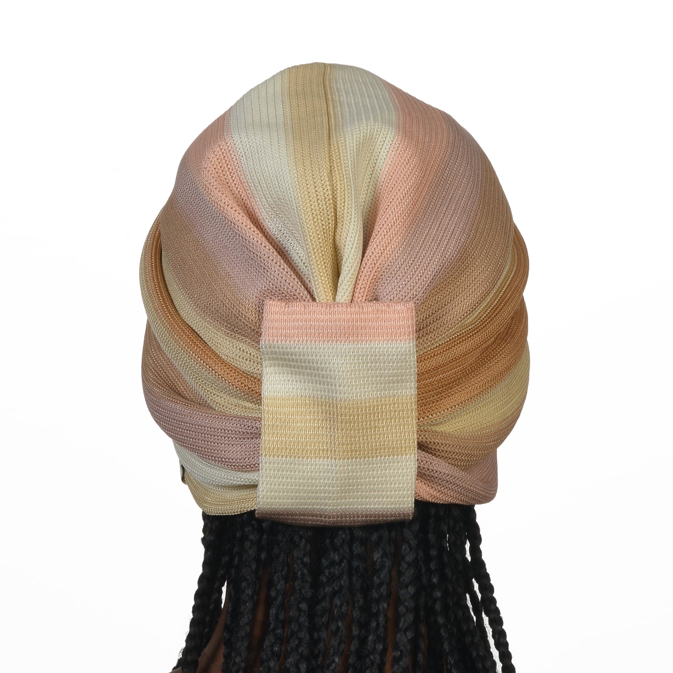 Barcelona Burgulu Bone - Pastel Çizgili Örme Kumaş